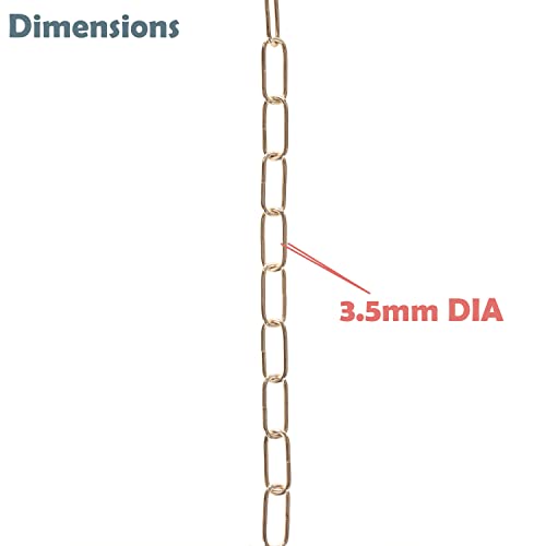 Image of Aspen Creative Warm Brass, 21120-13-1, Steel 3 Feet Heavy Duty Chain for Hanging Fixture /Swag Light /Plants, 10 Gauge