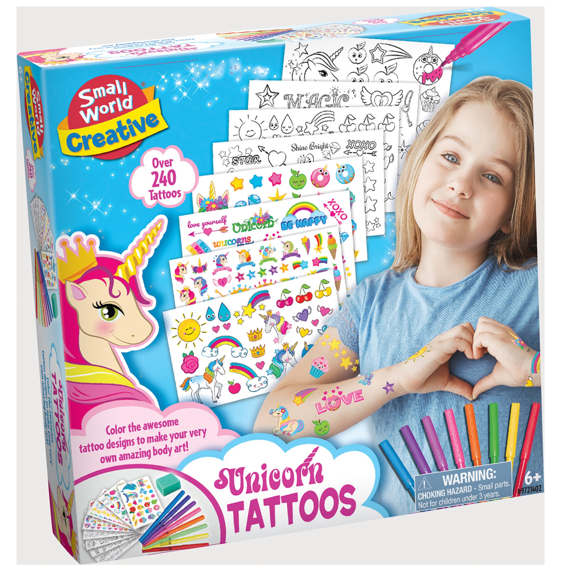 Small World Toys  Kids Unicorn Tattoos - 