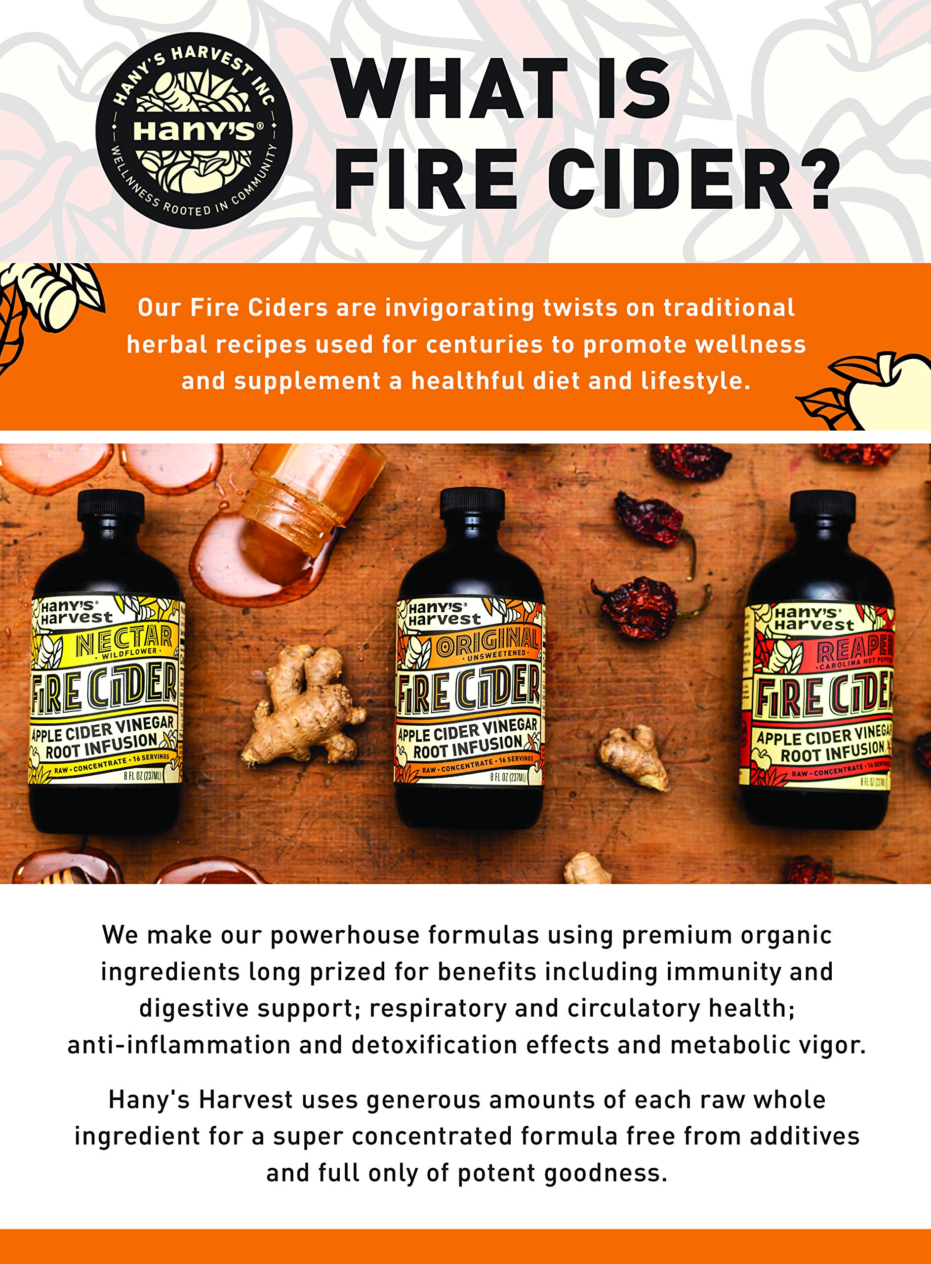 Hany's All Natural Carolina Reaper Fire Cider Tonic with Raw Unfiltered