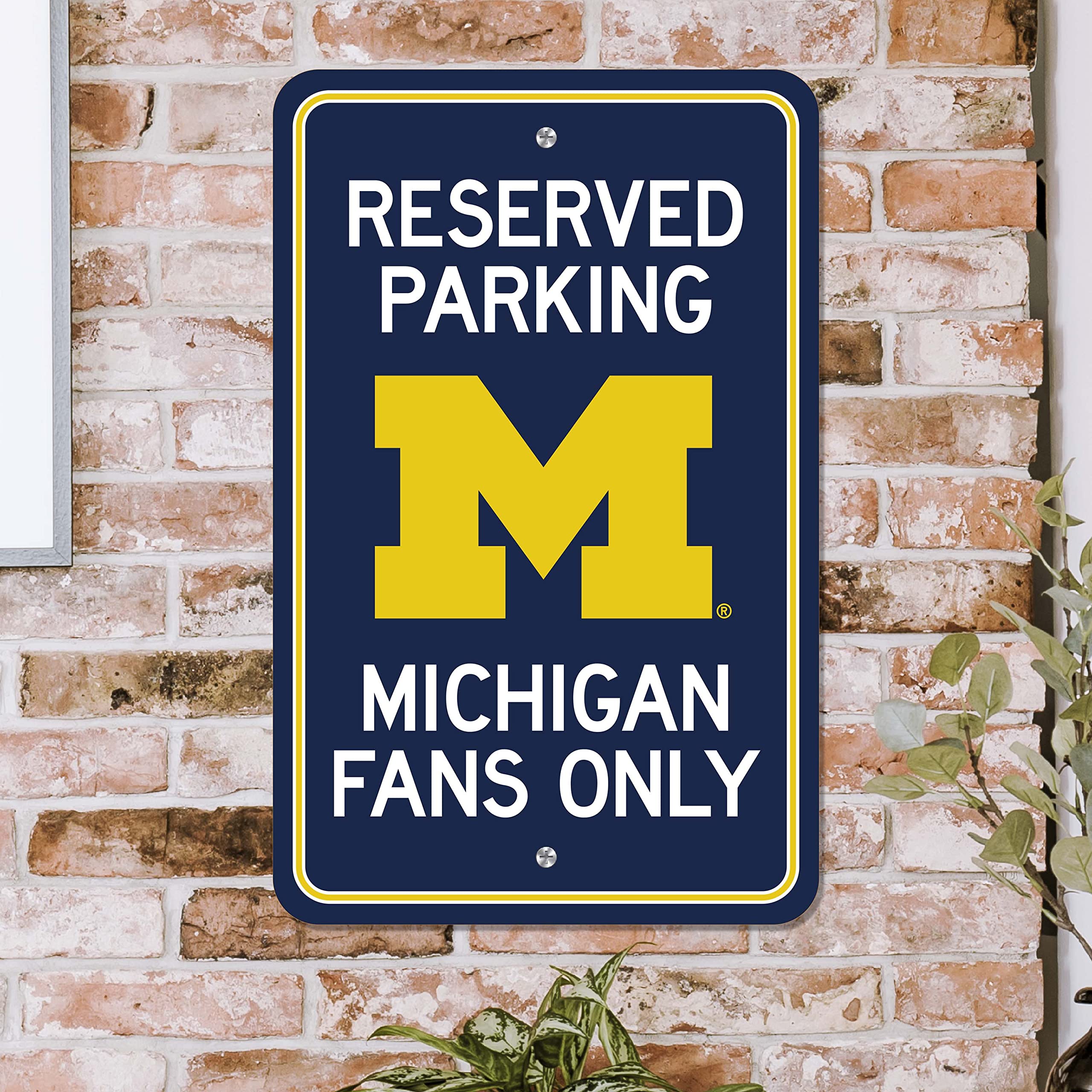 FANMATS University of Michigan Team Color Reserved Parking Sign Décor 18in. X 11.5in. Lightweight