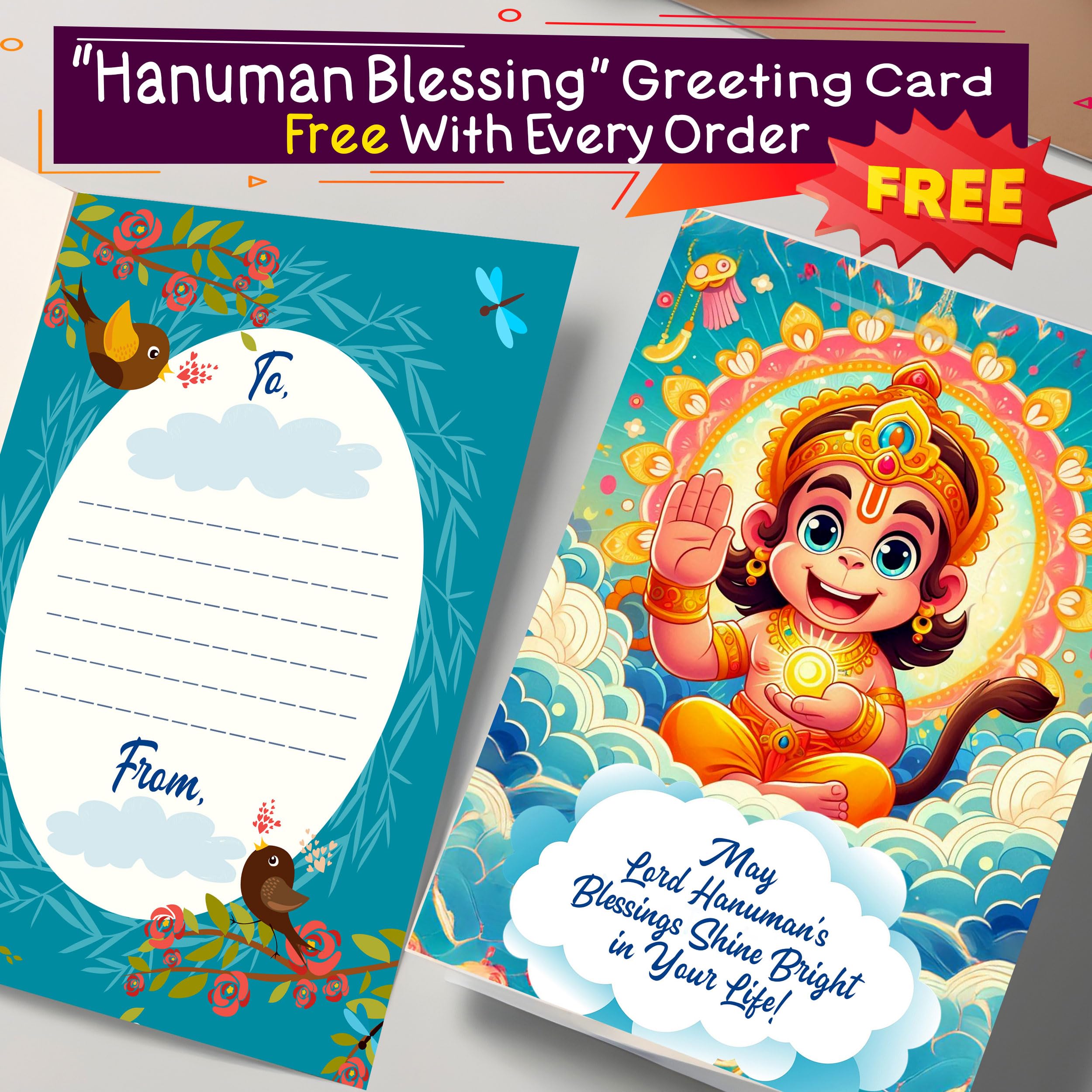 Hanuman Chalisa for Kids with Activities, Games & Audio | Free: 3D Comic, Greeting Card & God Notebook with Hindu Deities 1