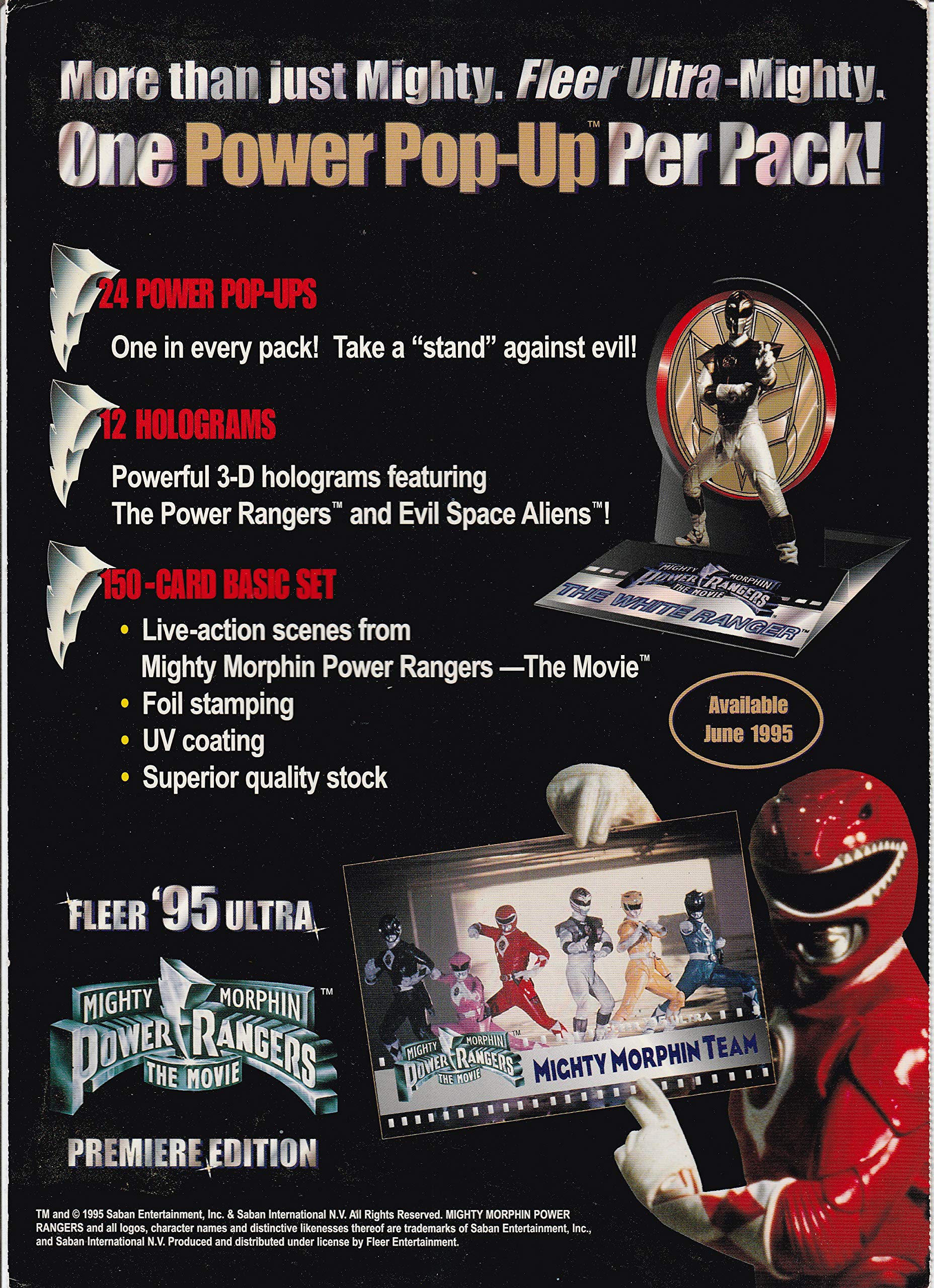 1995 Fleer Ultra POWER RANGERS THE Movie Trading Cards Premiere
