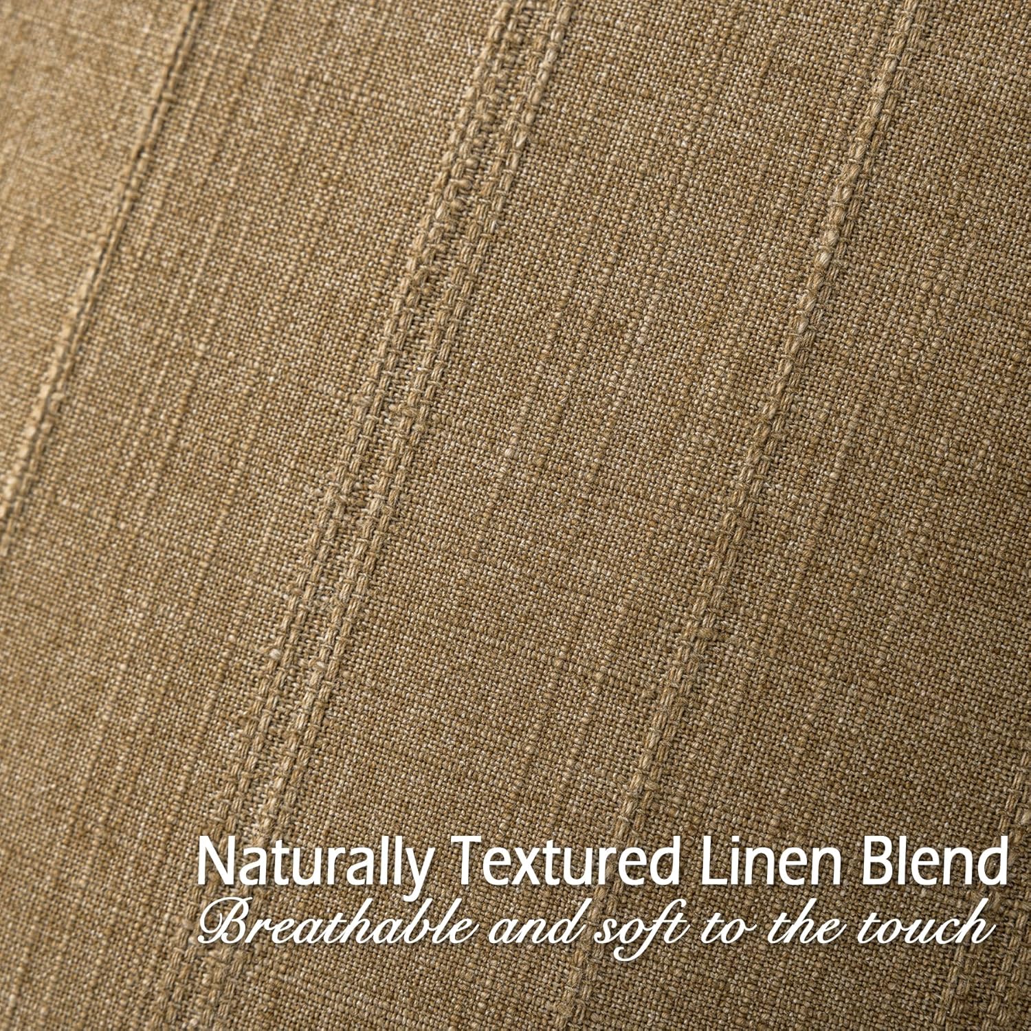 Soft Linen Striped Throw Pillow Covers 18"x18" Set of 2, Brown Textured Decorative Pillow Cases for Sofa Bedroom Modern Organic Cushion Covers Neutral Boho Farmhouse Home Accent Decor - Image 4