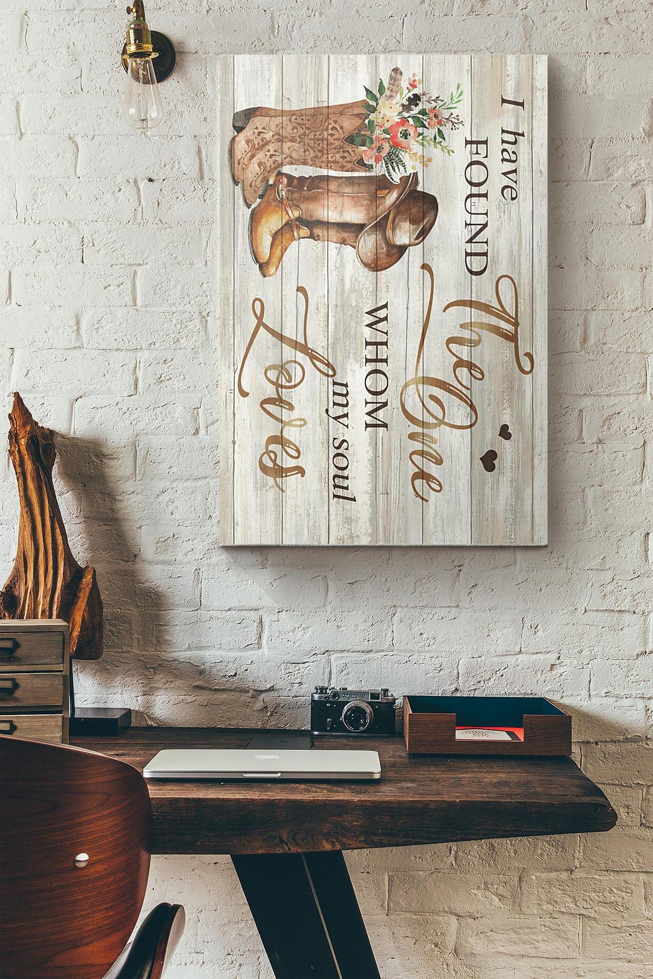 Oudrspo Cowboy Boots Hats Metal Tin Signs I Have Found The One Whom My Soul Loves Posters Cowboy Home Room Farmhouse Wall Decor Plaque Gift For Lover 8x12inch