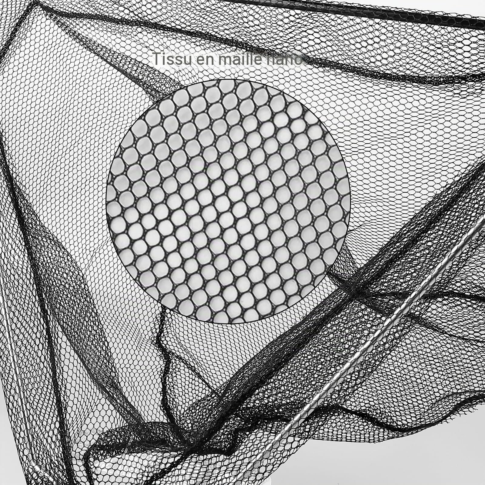 Épuisette de pêche télescopique pliable de 130 cm avec sac de rangement, longueur réglable, épuisette de pêche en nylon durable pour enfants et adultes