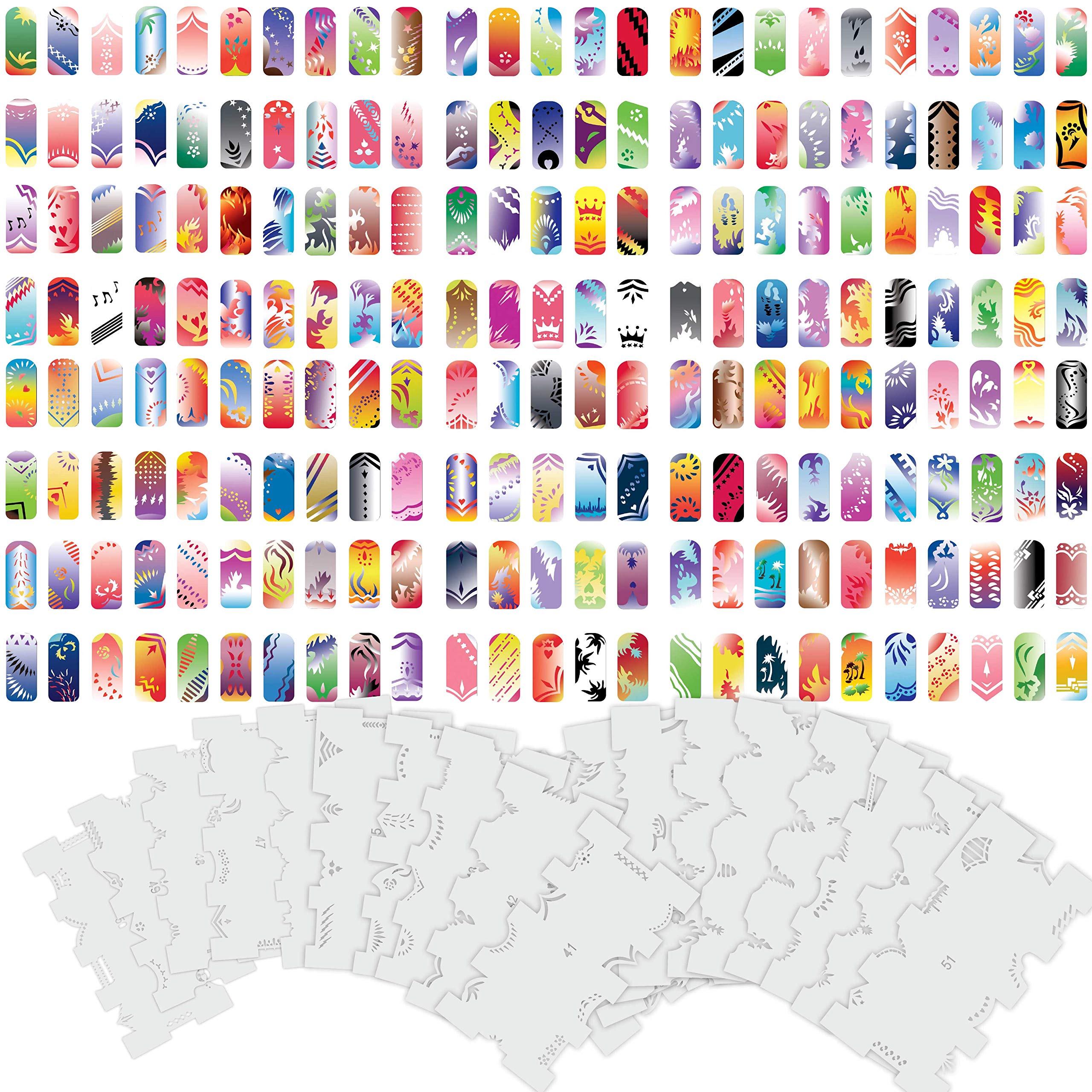 Custom Body Art Airbrush Nail Stencils - Design Series Set # 3 includes 20 Individual Nail Templates with 12 Designs