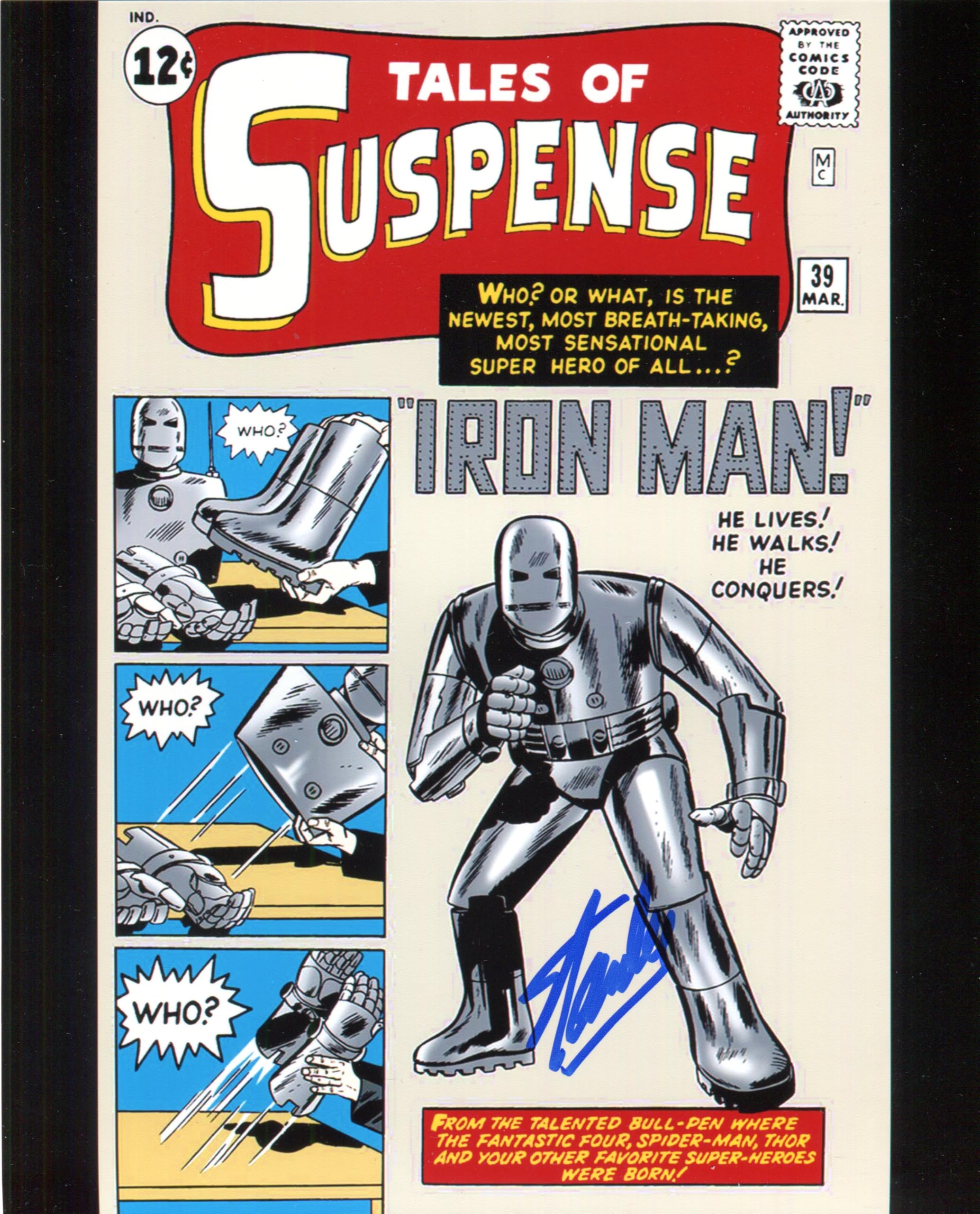 Stan Lee Signed/Autographed Tales Of Suspense 39 First Iron Man 8x10 Glossy Photo. Includes Fanexpo Certificate of Authenticity and Proof. Entertainment Autograph Original