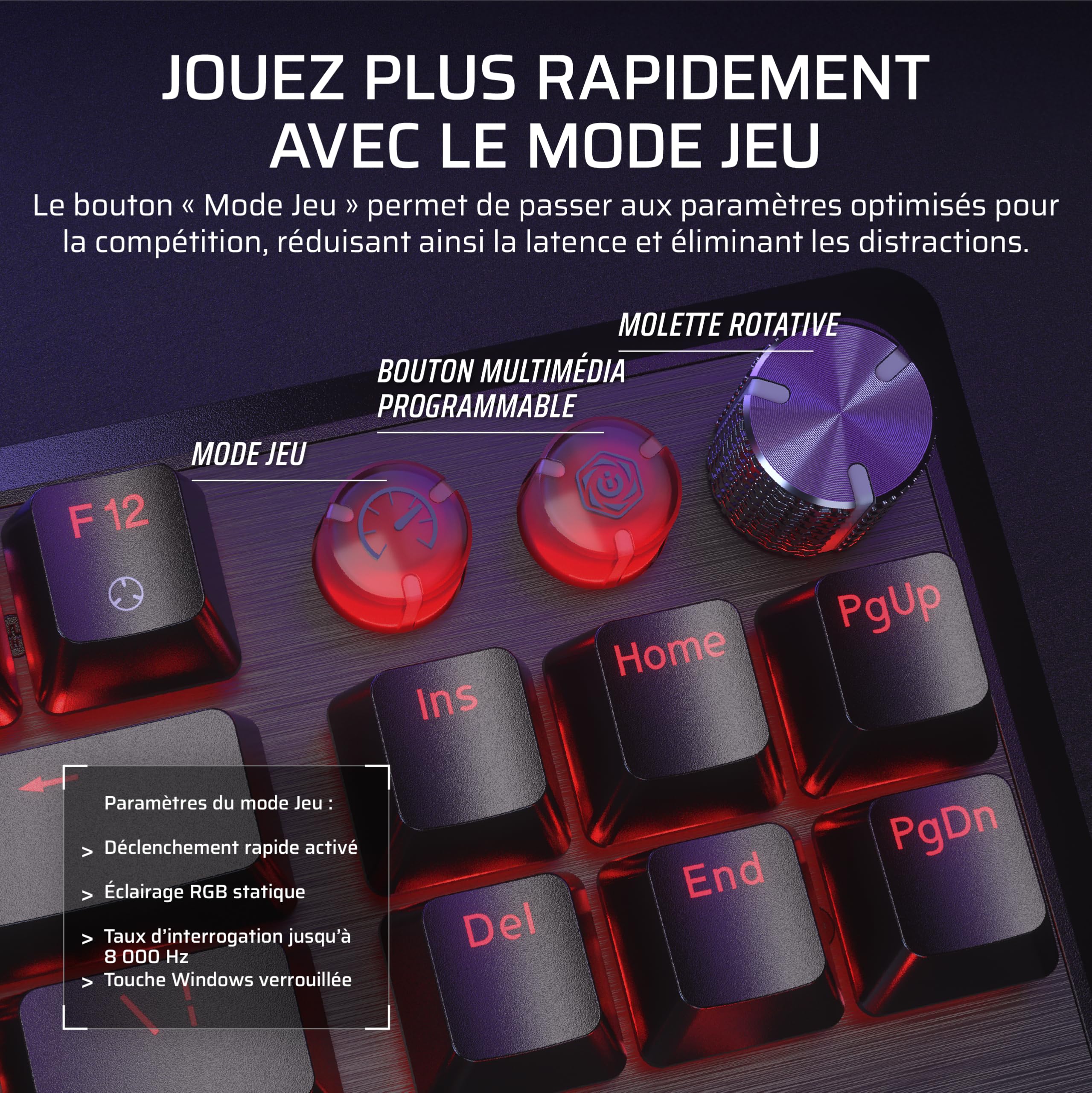 Corsair K70 Pro TKL RGB Clavier de Jeu Filaire Magnétique-Mécanique – Noir | Interrupteurs Ajustables MGX Hyperdrive à Effet Hall Pré-Lubrifiés, SOCD et Déclenchement Rapide Simultanés, 8000Hz, AZERTY