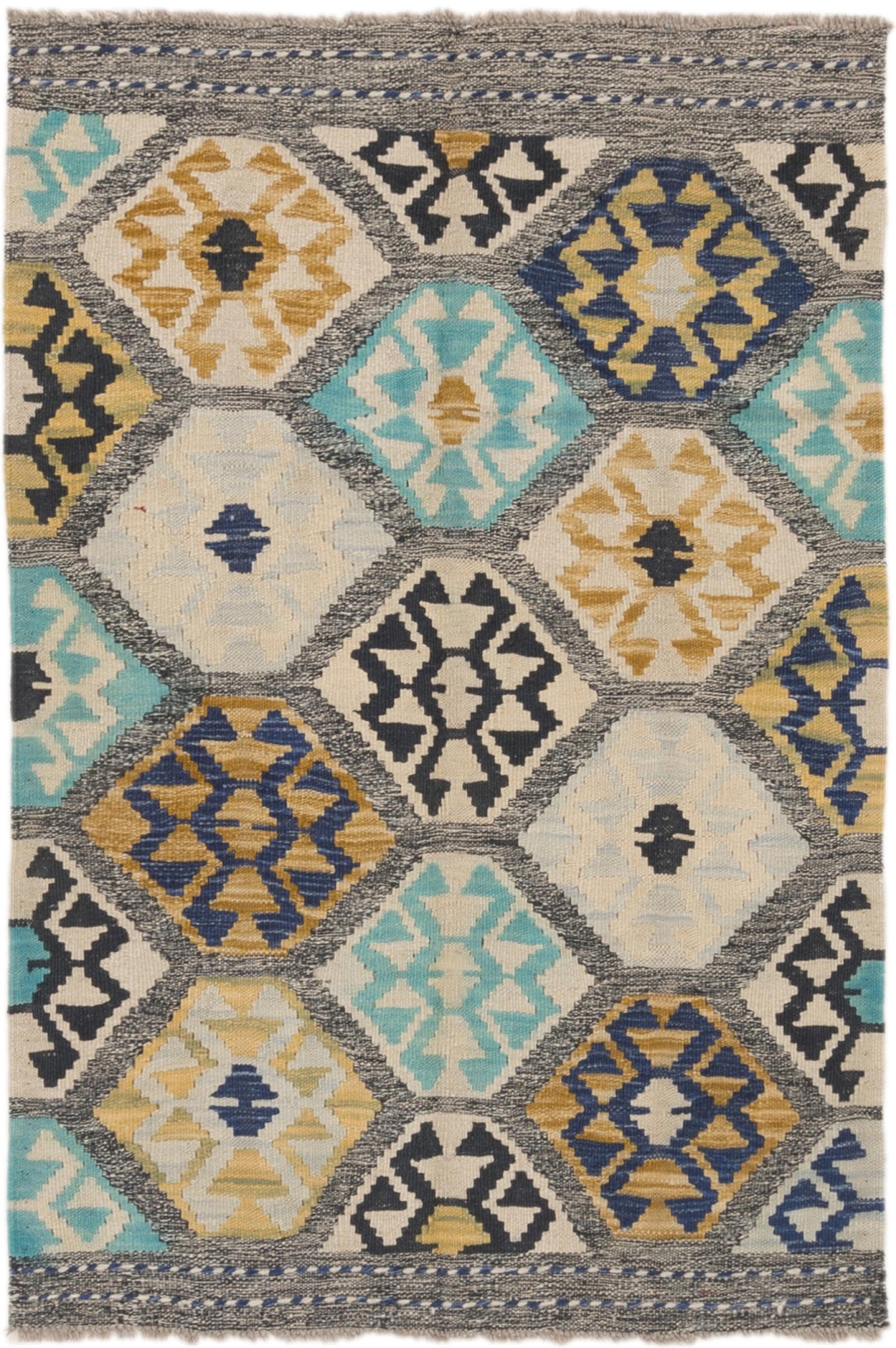 Tapis Kilim Afghan Heritage en laine fait main, tapis d'Orient authentique 82x121
