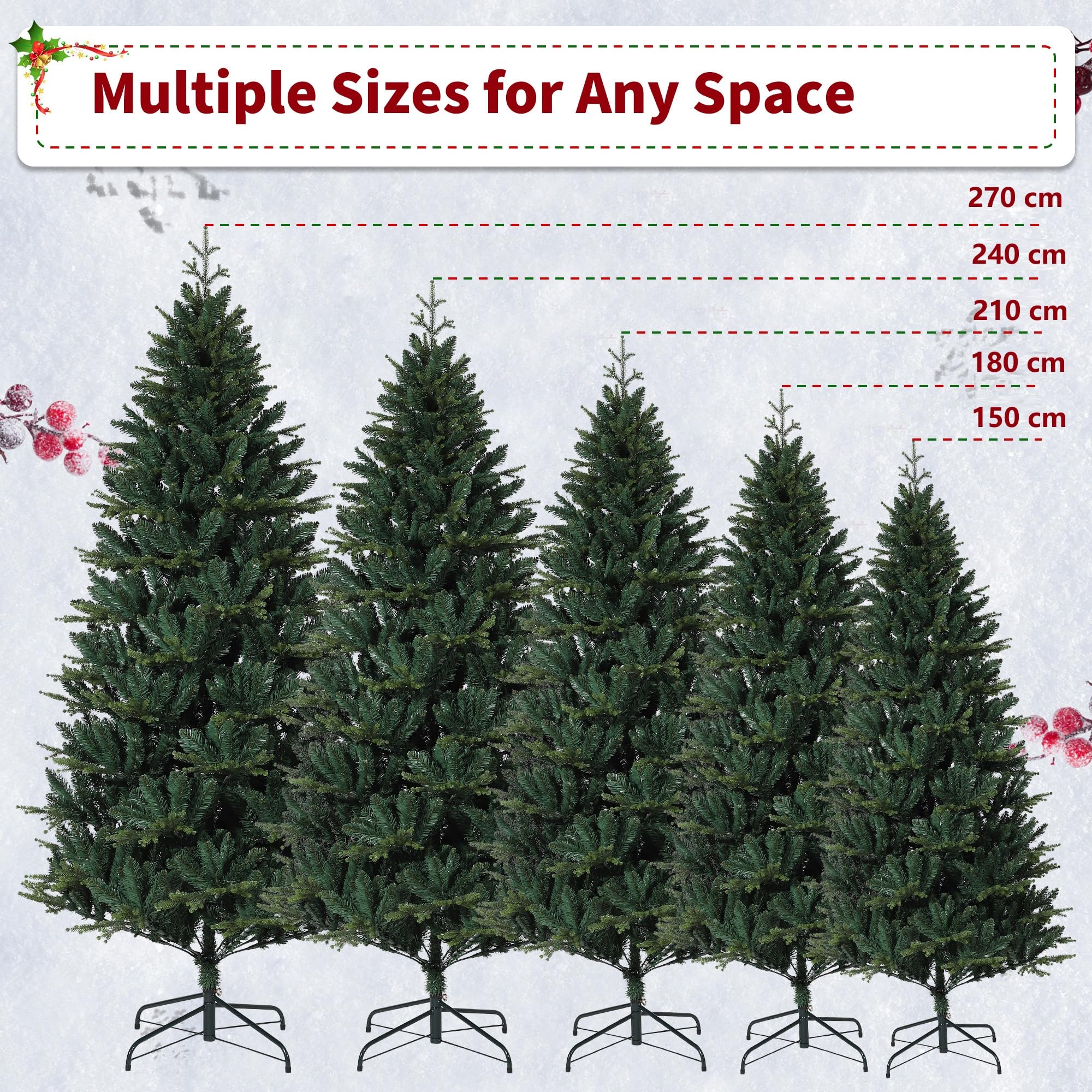 Künstlicher Weihnachtsbaum Nordtanne | Unglaublich echt aussehende Tanne & dichtes Design | Mit innovativem Regenschirm-System für sekundenschnellen Aufbau (180 cm)