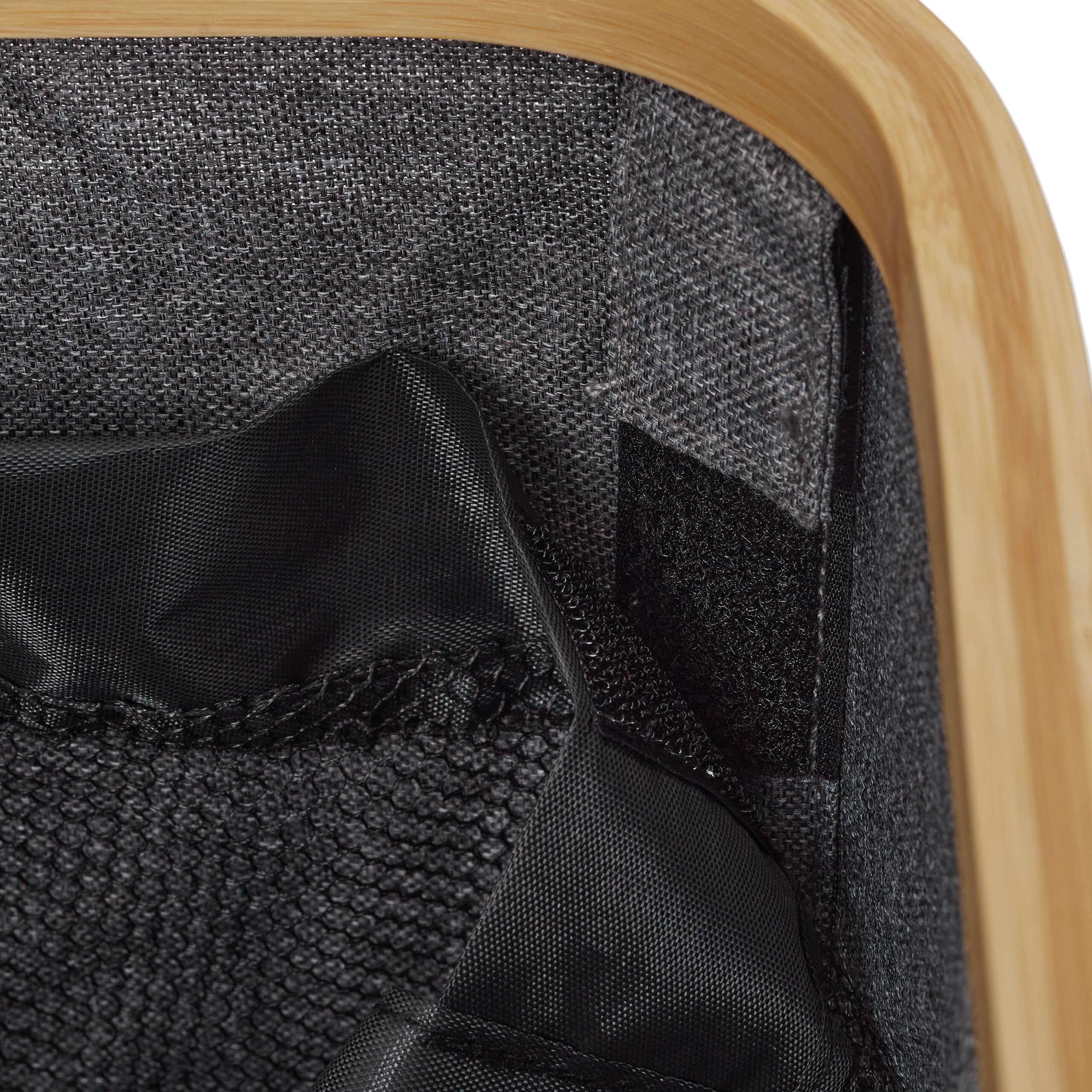Relaxdays Cesto Portabiancheria con Coperchio, 110 L, con 2 Scomparti, in bambù e Poliestere Sacco a Rete, Grigio Bianco