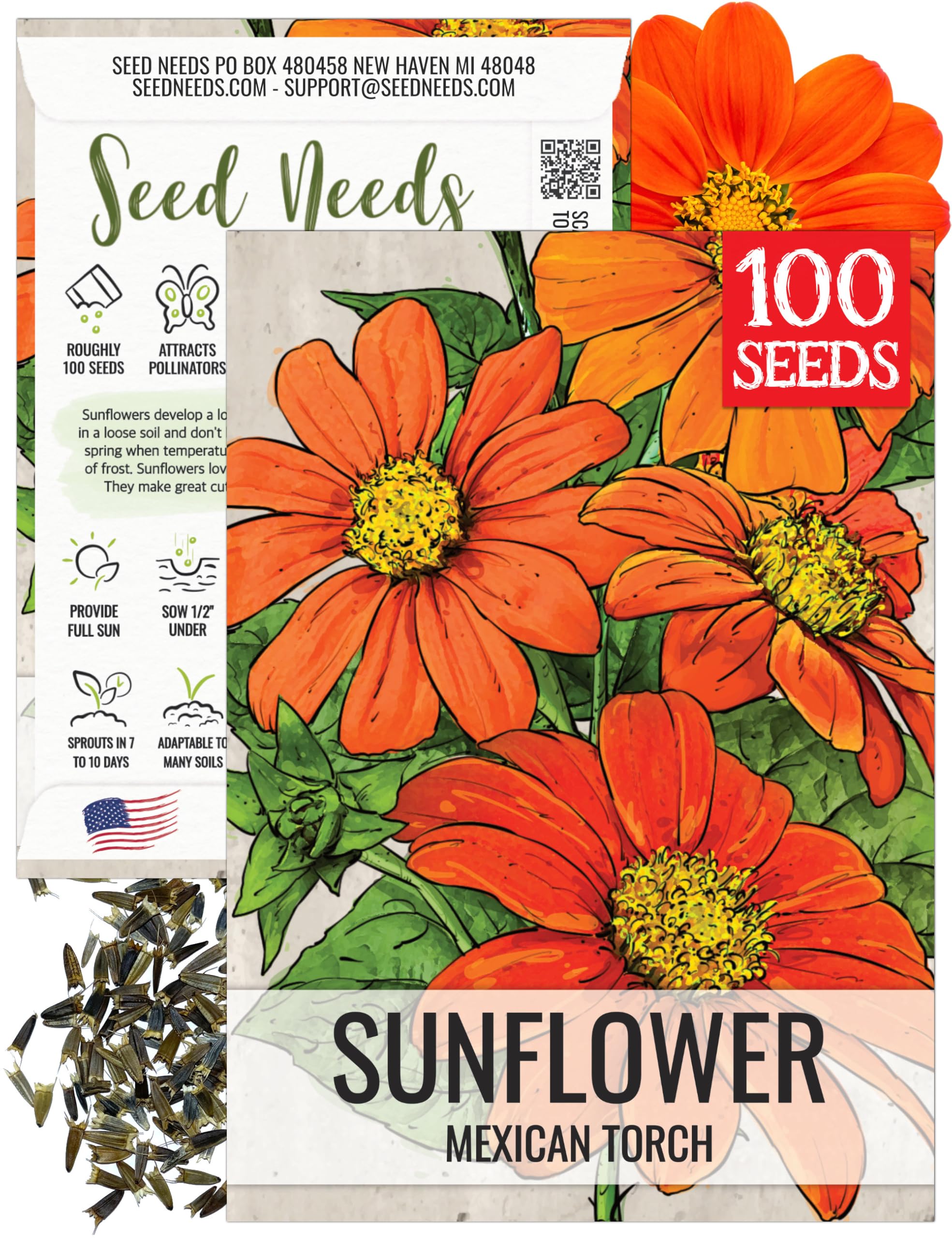 Amazon.com : Seed Needs Mexican Sunflower Seeds for Planting