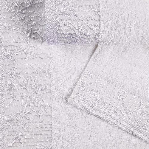 Miniatura 3 de Superior Juego de toallas de algodón de 3 piezas, borde Dobby jacquard floral, secado rápido, baño decorativo, spa, ducha, bañera, incluye 1 baño, 1