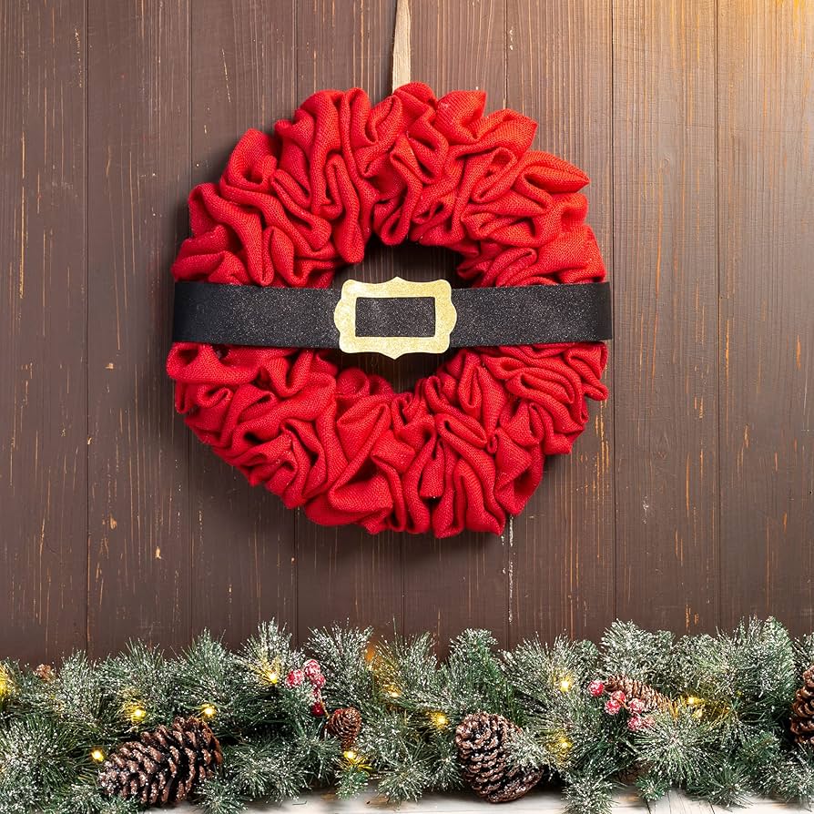 Amazon.com: Glitzhome Christmas with Belt Fabric Wreath Front Door