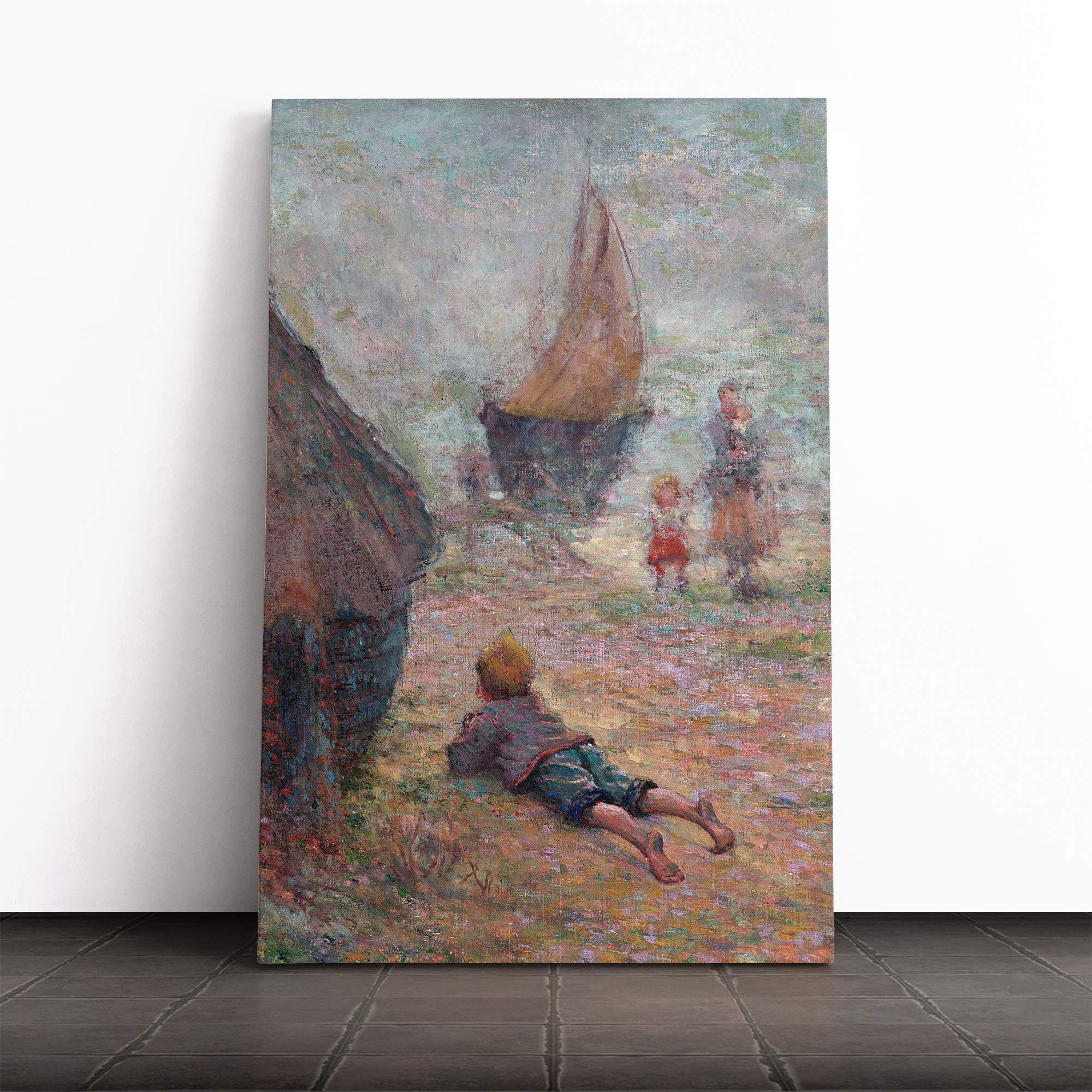 Claude Emile Schuffenecker One The Beach Canvas Print | Gallery Wrapped 30mm Frame Wall Art | 20x14 inches | Ready to Hang | Modern Seascape Picture | Living Room Bedroom Lounge Office