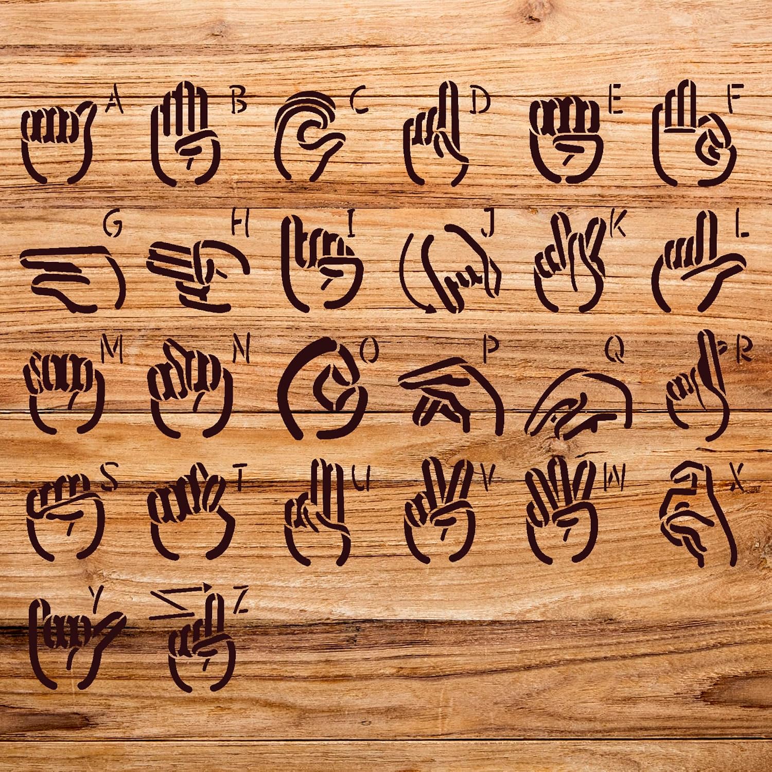 American Sign Language Alphabet Stencil for Home Decor and Craft Projects, Reusable Mylar Template for Walls, Wood Signs, and DIY Art - Size A3 (16.5" x 11.7")