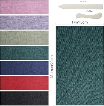 7 Colors Book Cloth for Book Binding 17x35.4 inches Fabric Surface Paper Backed Book Binding Materials for Adult DIY Book Album Cover Scrapbooking Craft Supplies Home