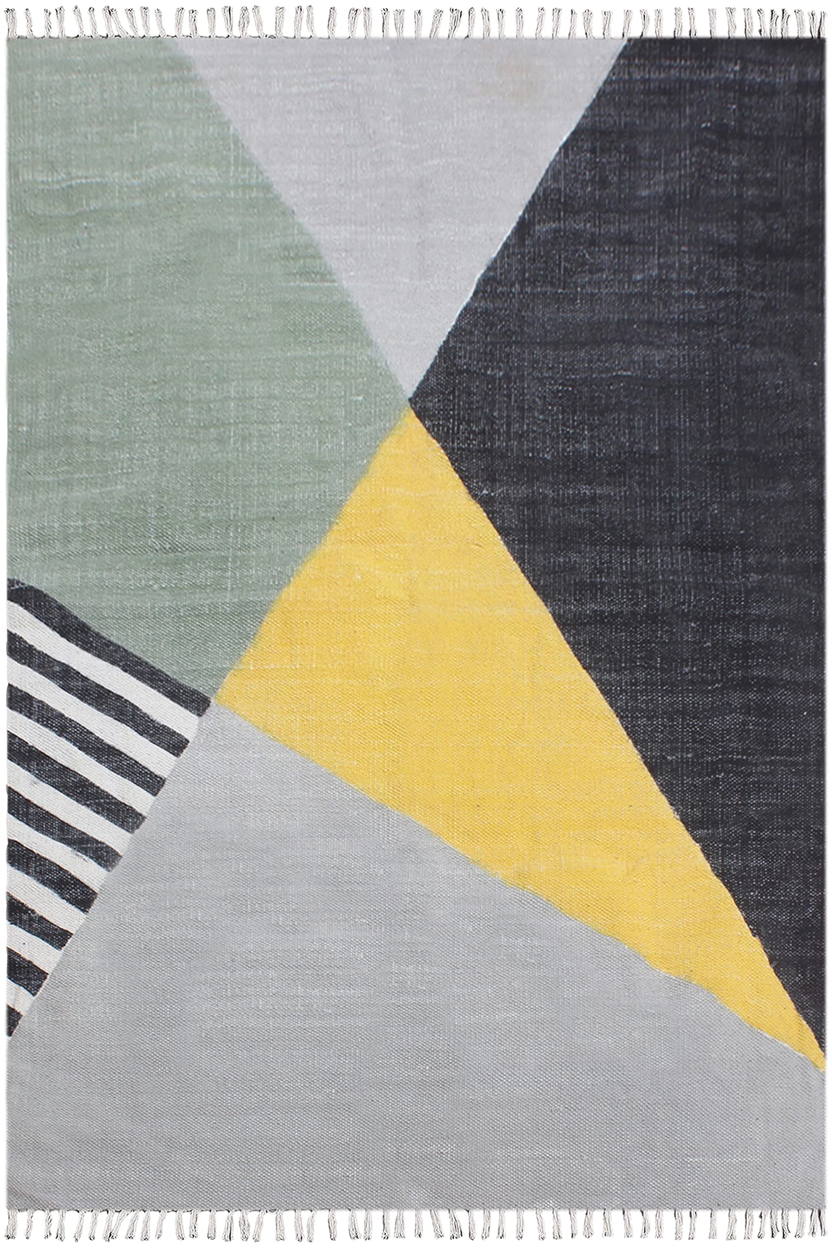 Tapis de bain imprimé main à rayures géométriques grand tapis de salon multicolore 240x240