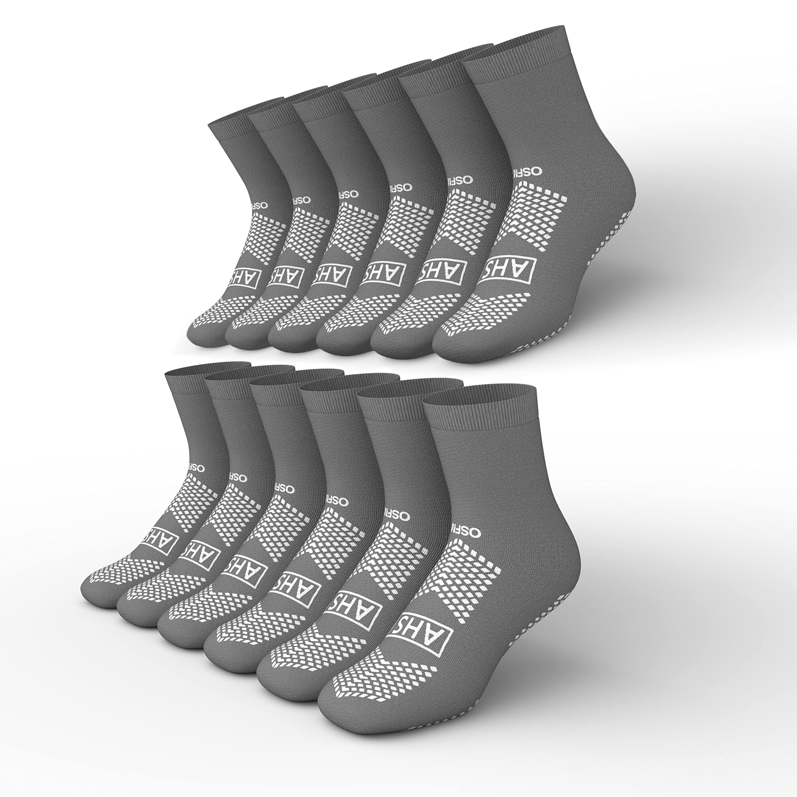 AMERICAN HOSPITAL SUPPLY Grippy Socks | Gray One Size Non Skid Socks | 6 Pairs of Anti-Slip Socks