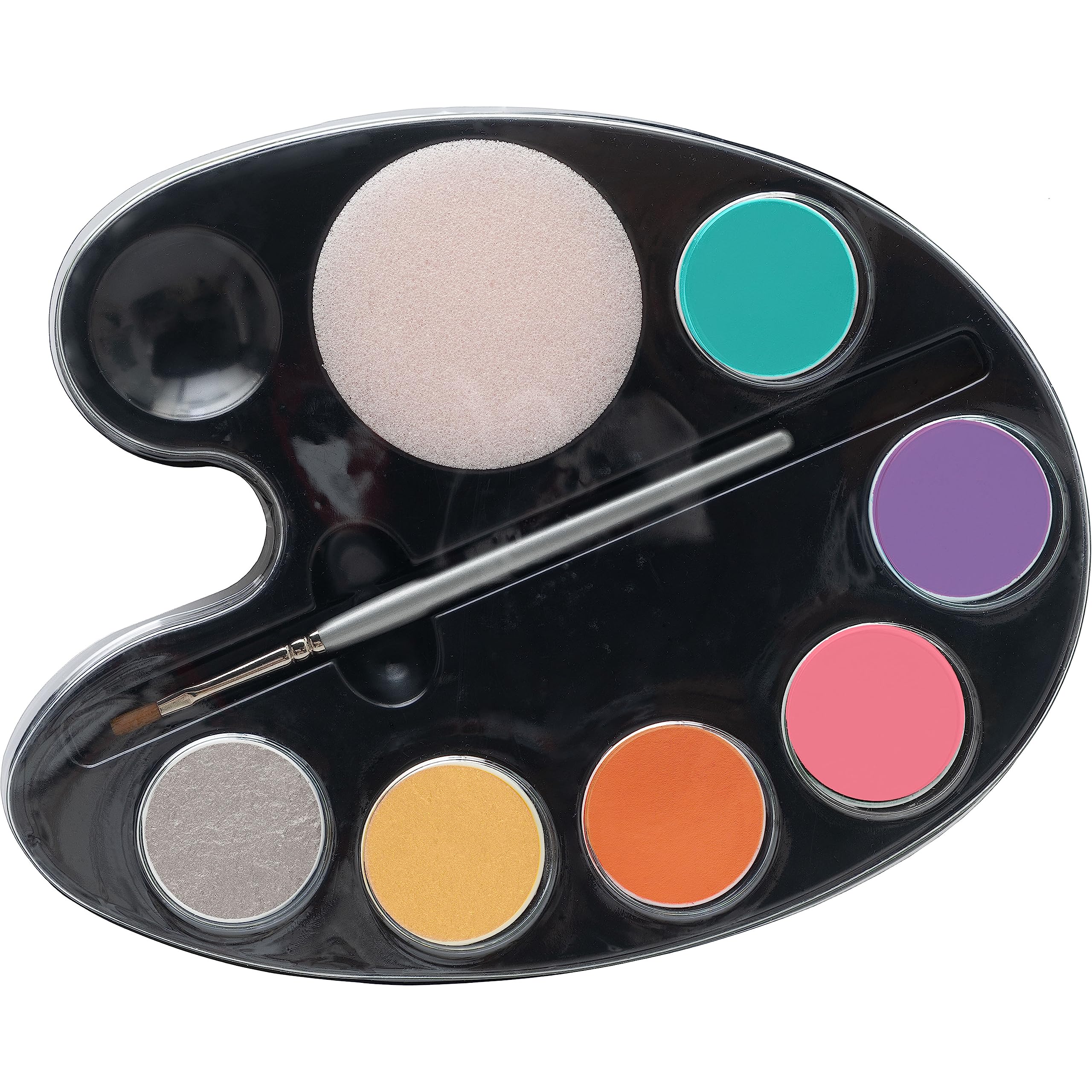Kryolan Pintura Water Color Palette mit Pinsel und Schwamm - Pintura 2 - 6 Farben, Waschbar, Vegan, ohne Parfüm, ohne Parabene, Glutenfrei - ideal für Kinderschminke, Party, Karneval, Halloween