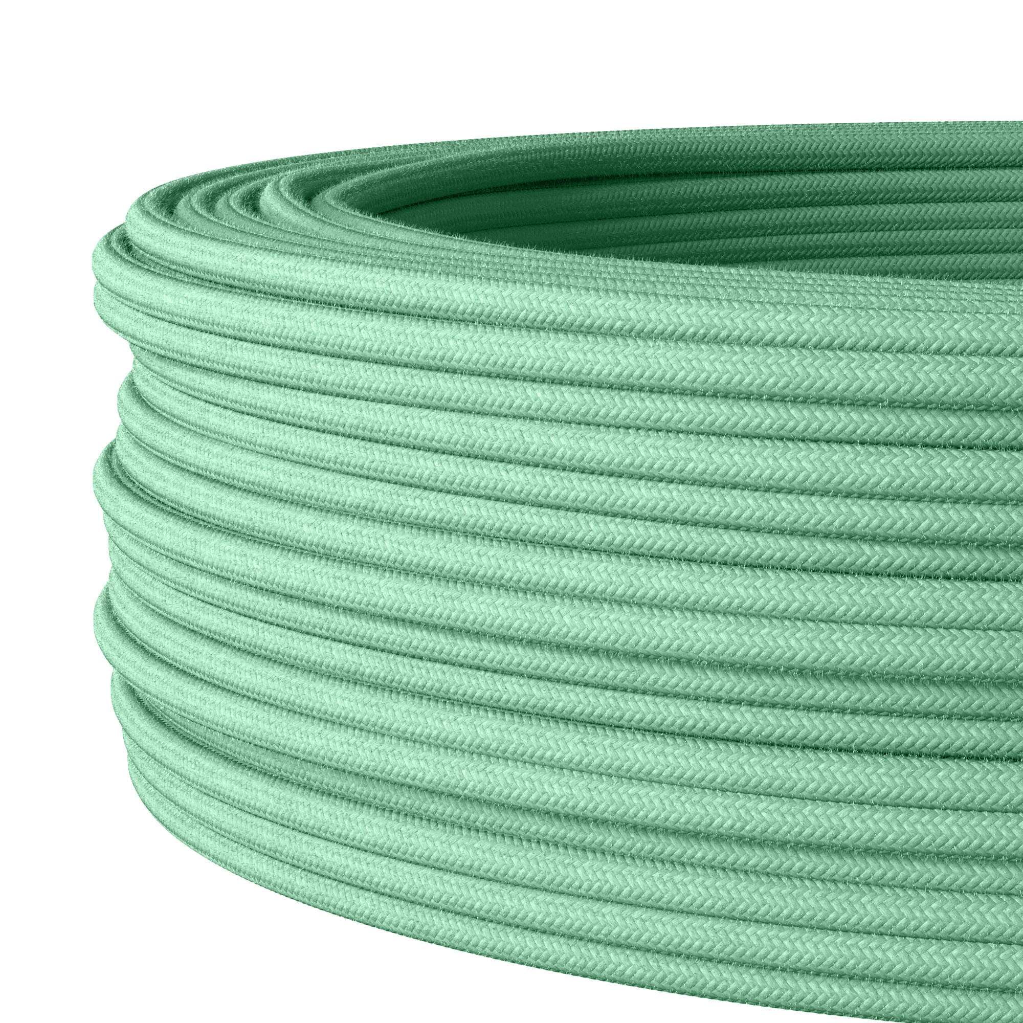 Kabel tekstylny do elastycznej instalacji elektrycznej (H05VV-F), kabel materiałowy 3 x 1,5 mm², kabel do montażu natynkowego, kabel instalacyjny, miętowy - 100 metrów