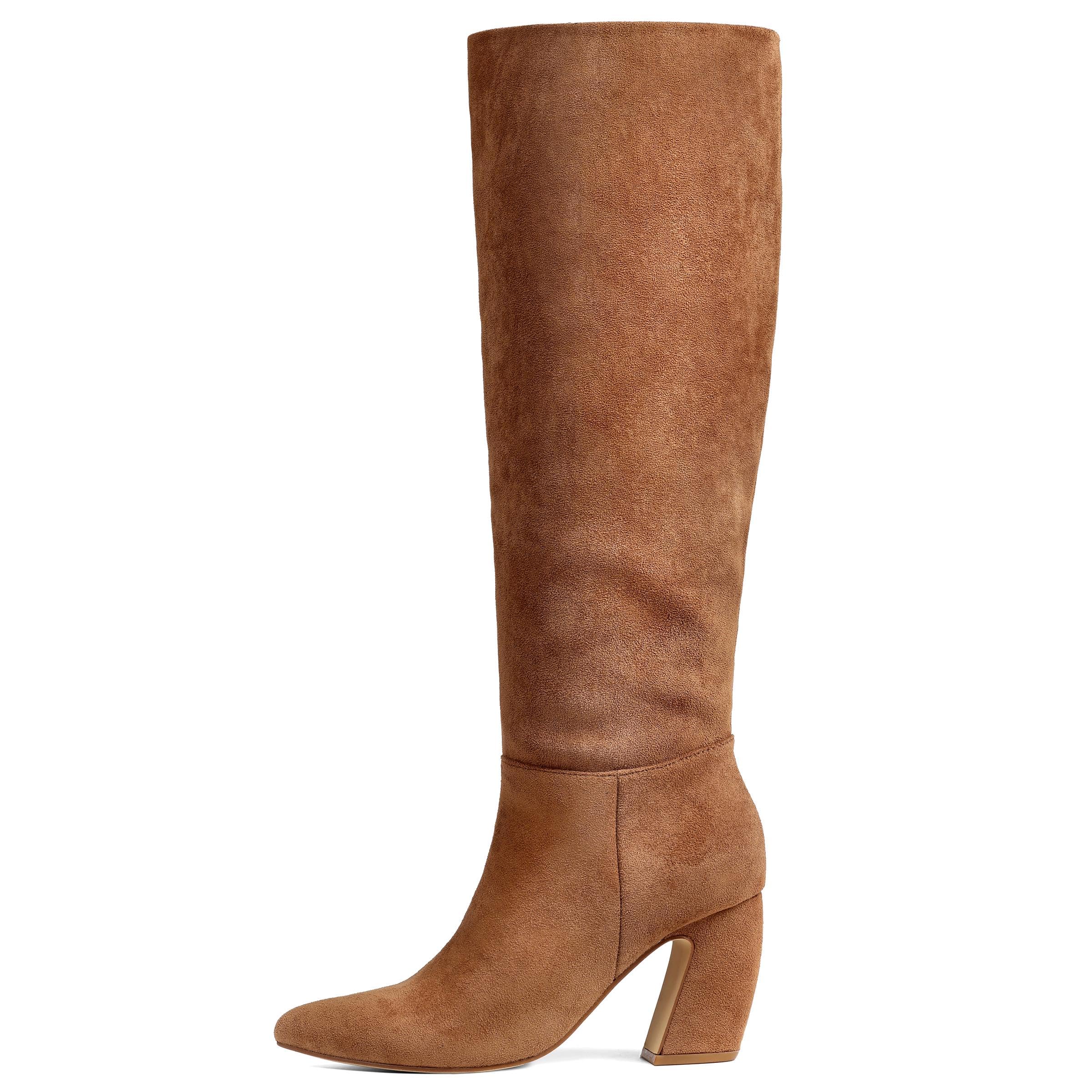 CYNLLIO Suede Tall Boots for Women Knee High Wide Calf Boots Fall Long Boot 3 35 Chunky Heeled
