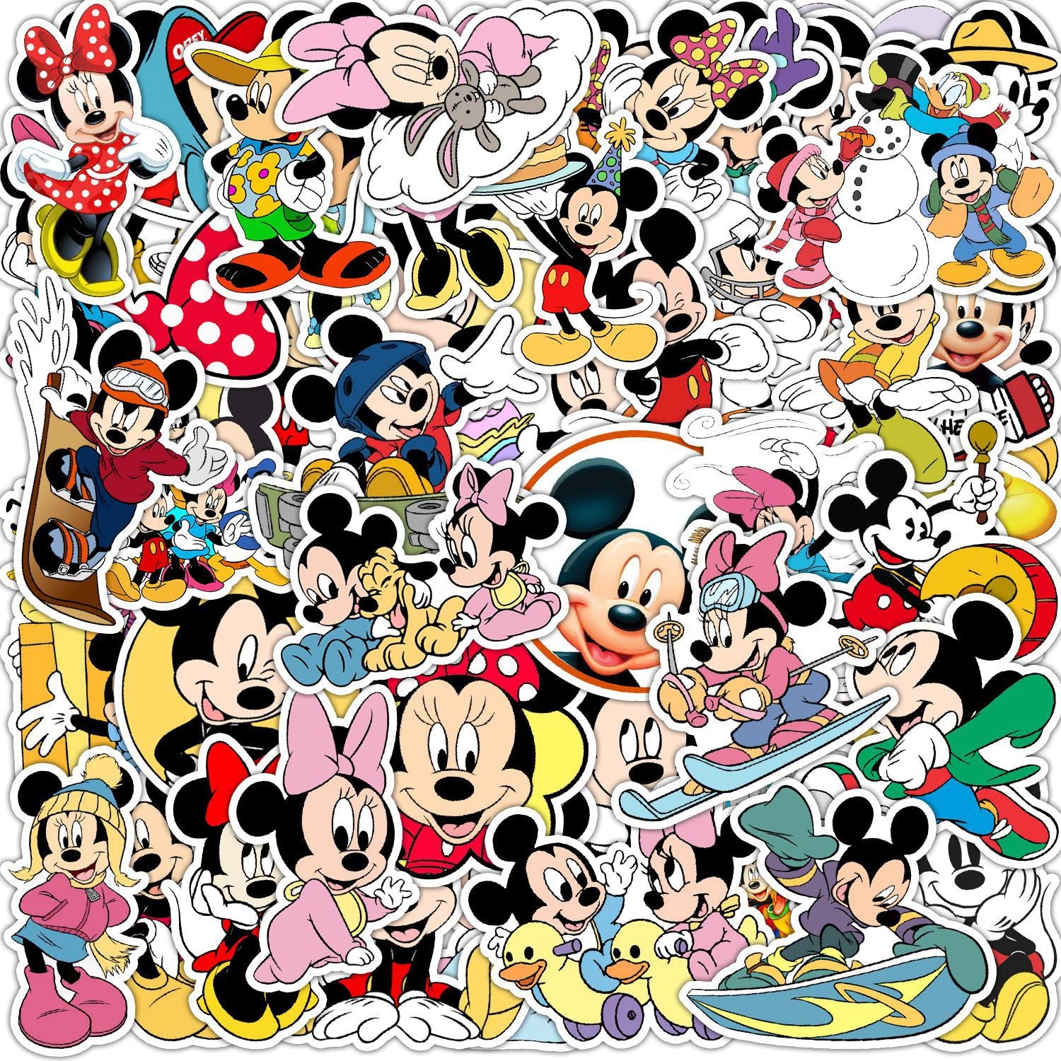 50 Autocollants Mickey Mouse Mignons - Pour Ordinateur, Téléphone, Skate - Adhésifs Amovibles