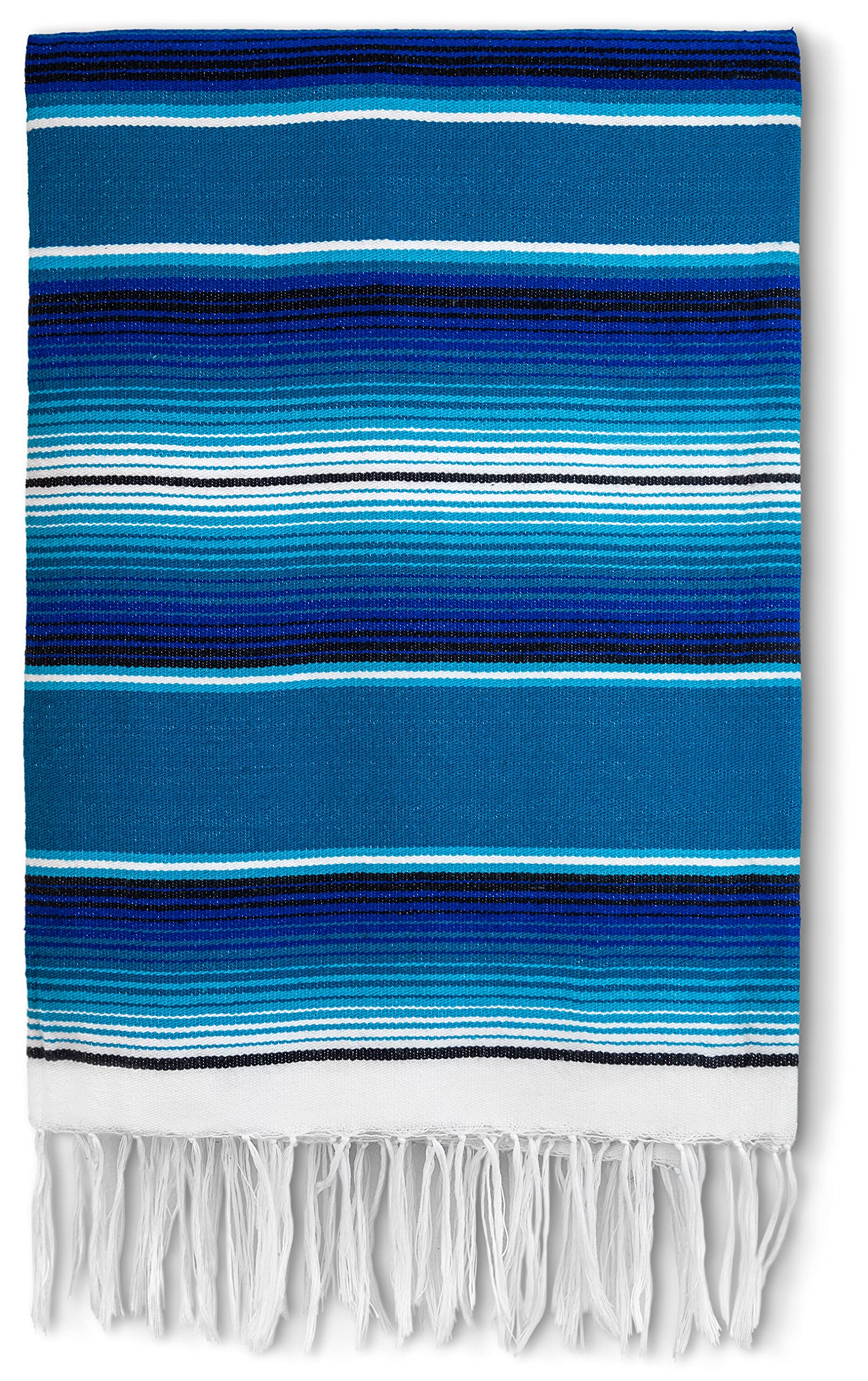 Benevolence LA Authentic Large Mexican Serape Blanket | Outdoor, Saddle, Picnic Blanket 56 x 82 - Azul