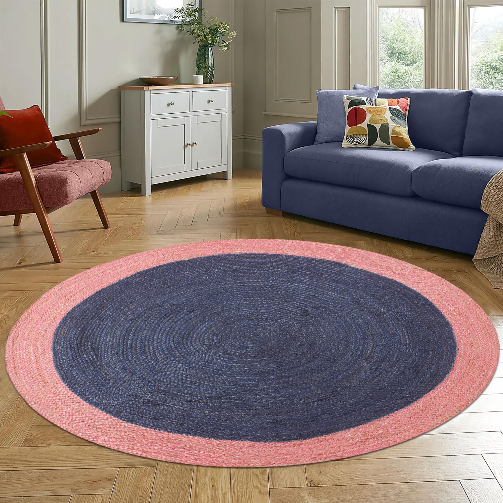 Tapis rond en jute pour salle à manger et zones de passage intenses