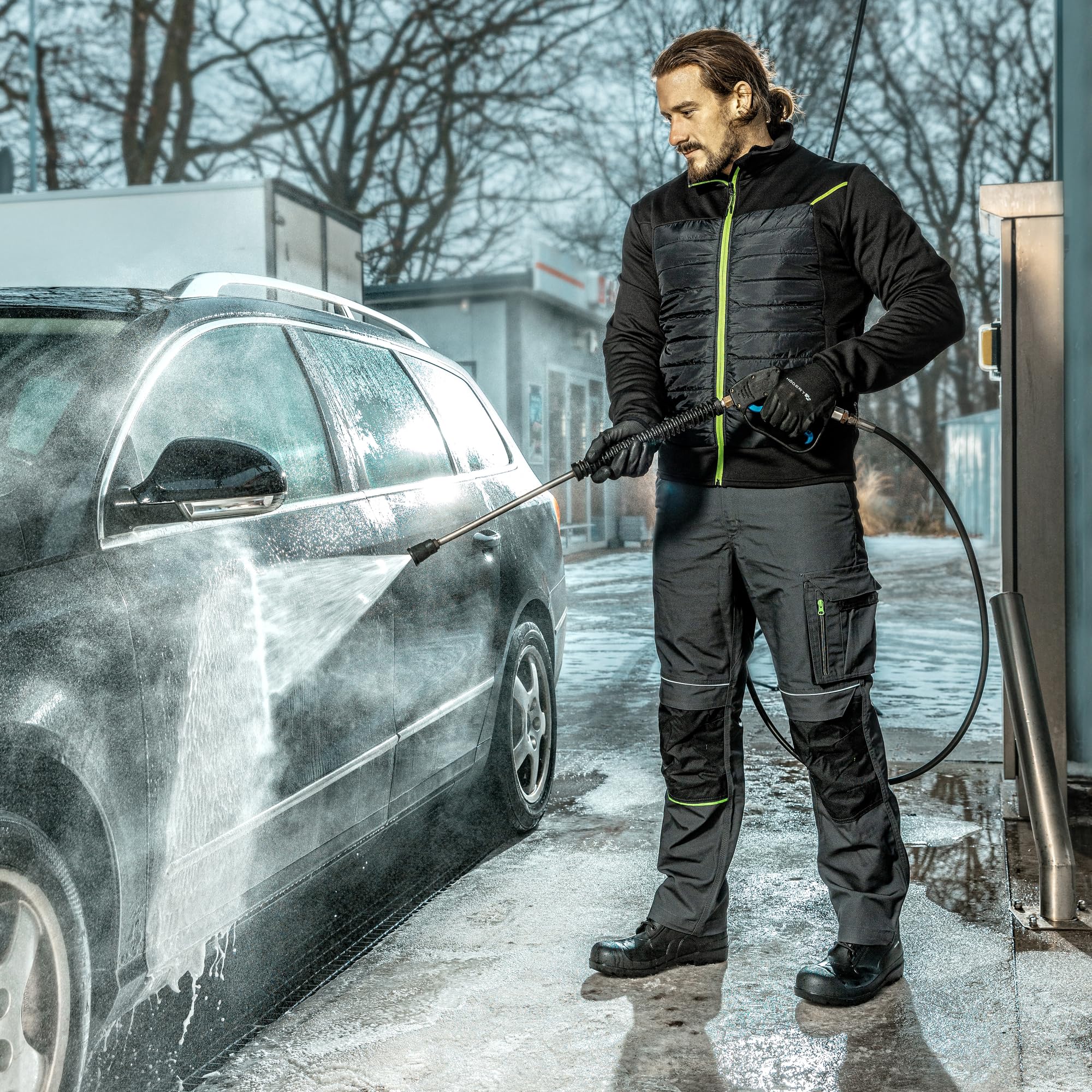 Högert Technik Arbeitshose LEMBERG, Oxford 300D Knieverstärkung, Reflektoren, Viele Taschen, 270 g/m², Bundhose für Handwerker, Dunkelgrau