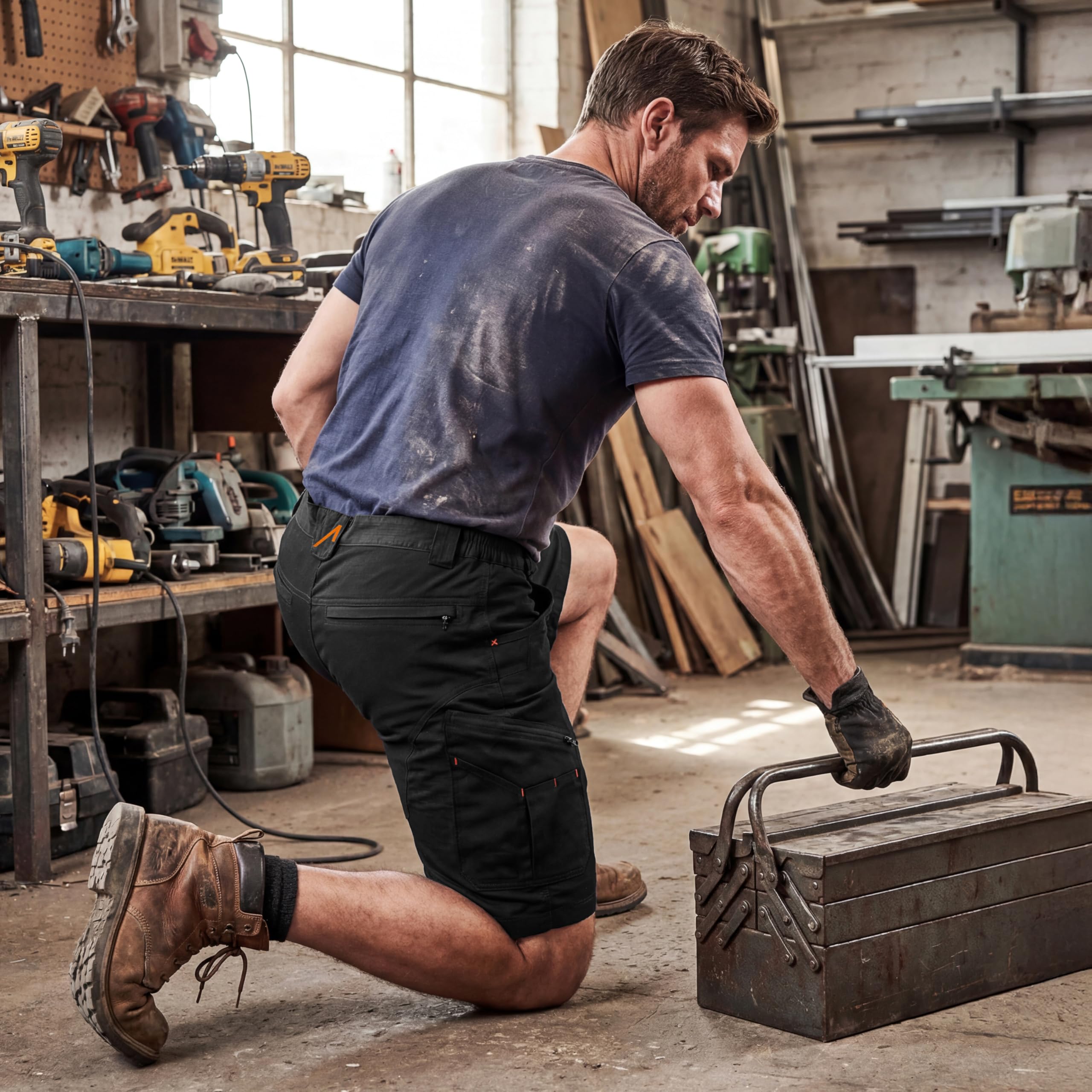 ACE Constructor Herren Hybrid-Arbeitshose kurz - Outdoor-Cargoshorts mit Cordura und Stretch-Gummizug für Männer - 44 bis 66
