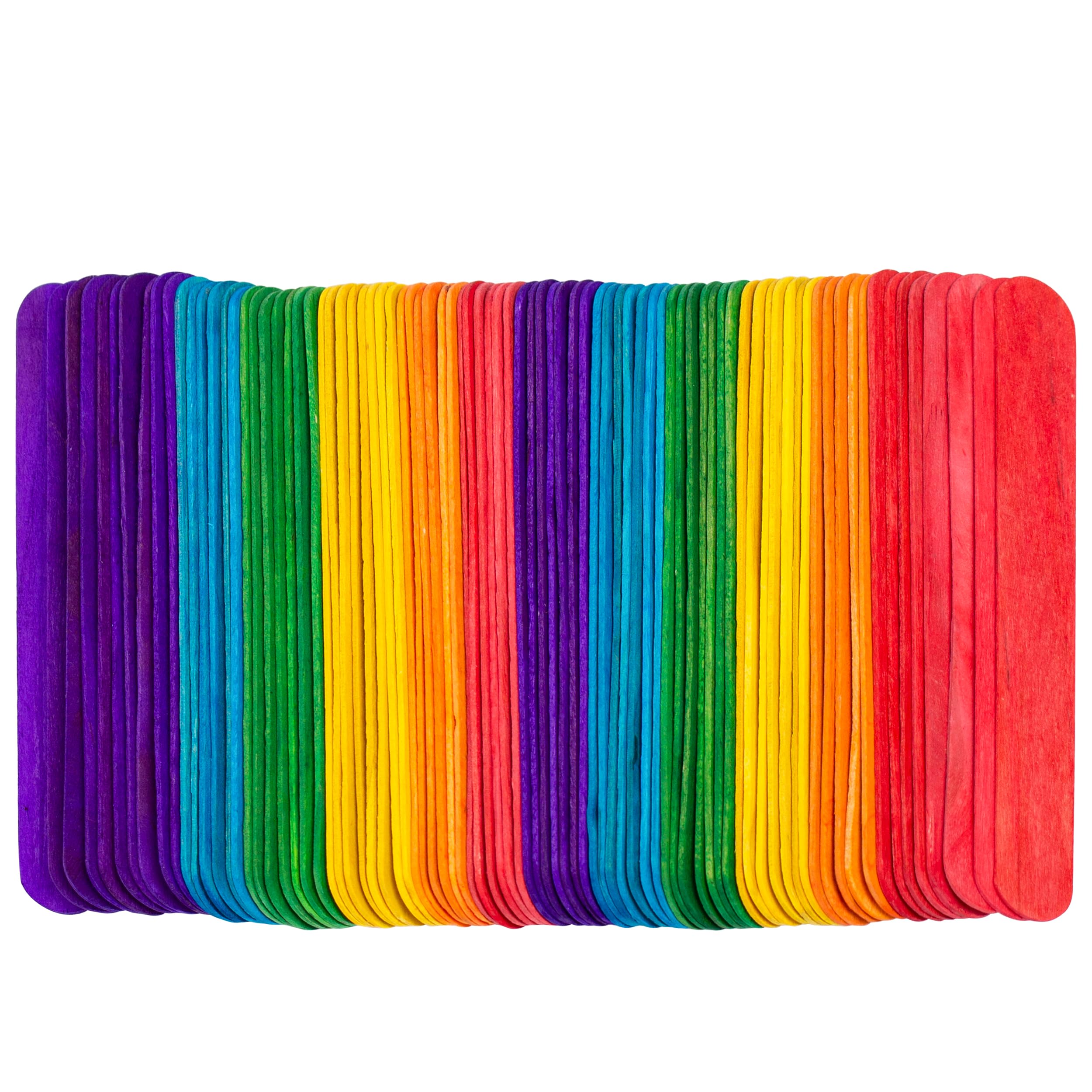100Pcs Jumbo Craft Sticks,Colored Wood Craft Sticks 6 Inch,Wooden Multi-Purpose Popsicle Sticks,Ideal for Building Model,Creating Craft Projects