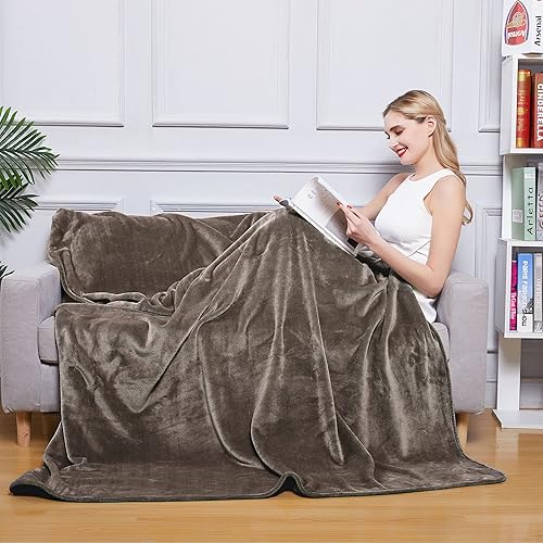 Miniatura 6 de Surii Home Manta de franela de microfibra de lujo, súper suave, cálida, acogedora, esponjosa y transpirable, manta perfecta para cama, sofá, para
