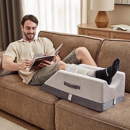 Almohada elevadora de piernas, almohada de apoyo ajustable de 3 alturas, almohada de cuña para después de la cirugía o el descanso, almohada de