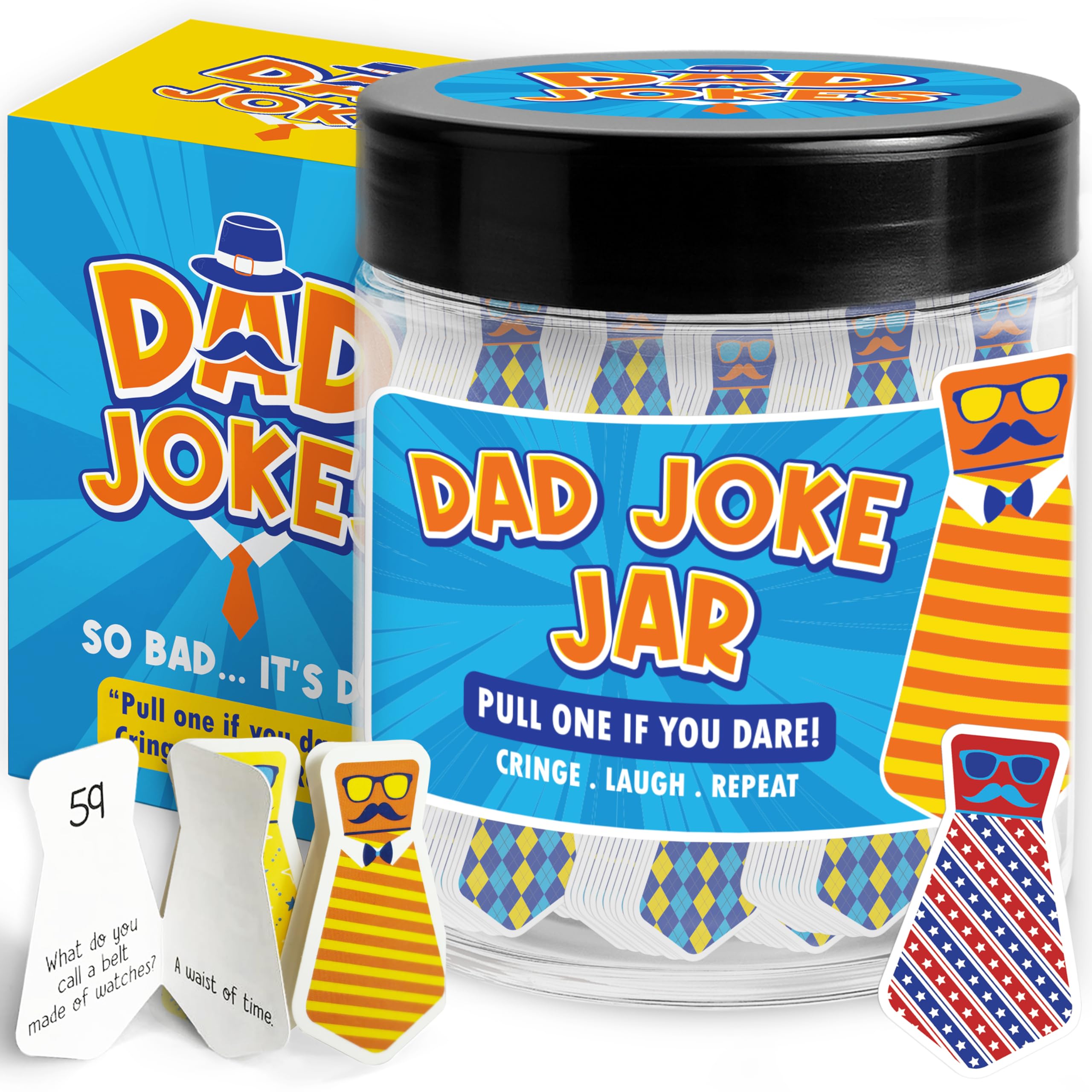 MIKAYENUS 60 Dad Jokes Cards Jar