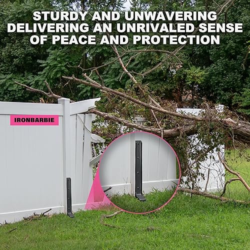 Miniatura 6 de IRONBARBIE - Juego de estacas de reparación de postes de valla engrosadas, 4 x 46 x 6 pulgadas, poste de metal para anclaje de poste de valla de