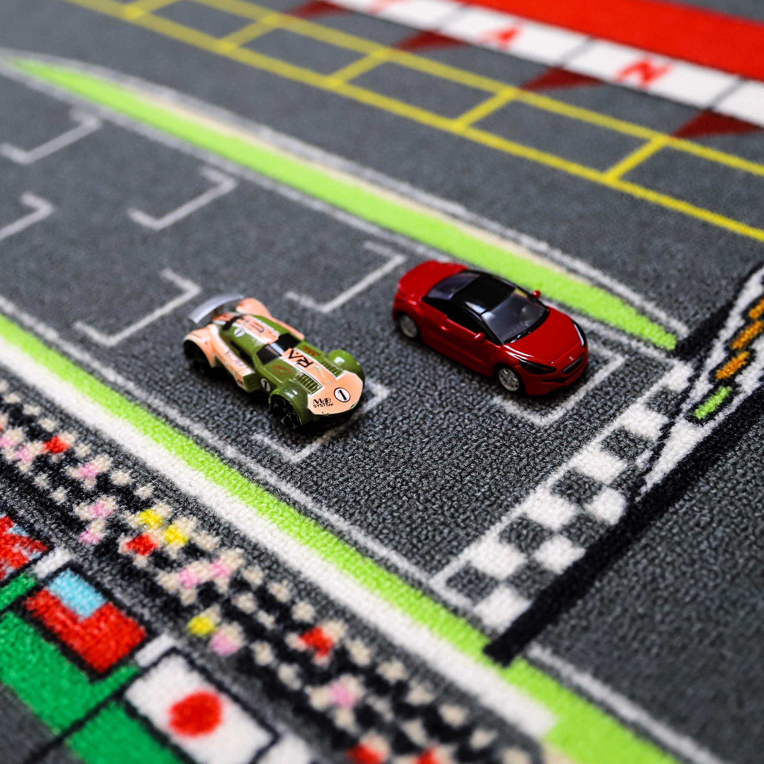 Tapis Enfant Circuit Voiture de Course 130x200 cm