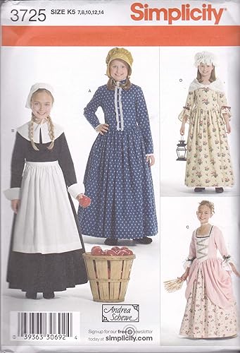 Simplicity Historical Dresses Sewing Pattern Costumes for Girls by Andrea