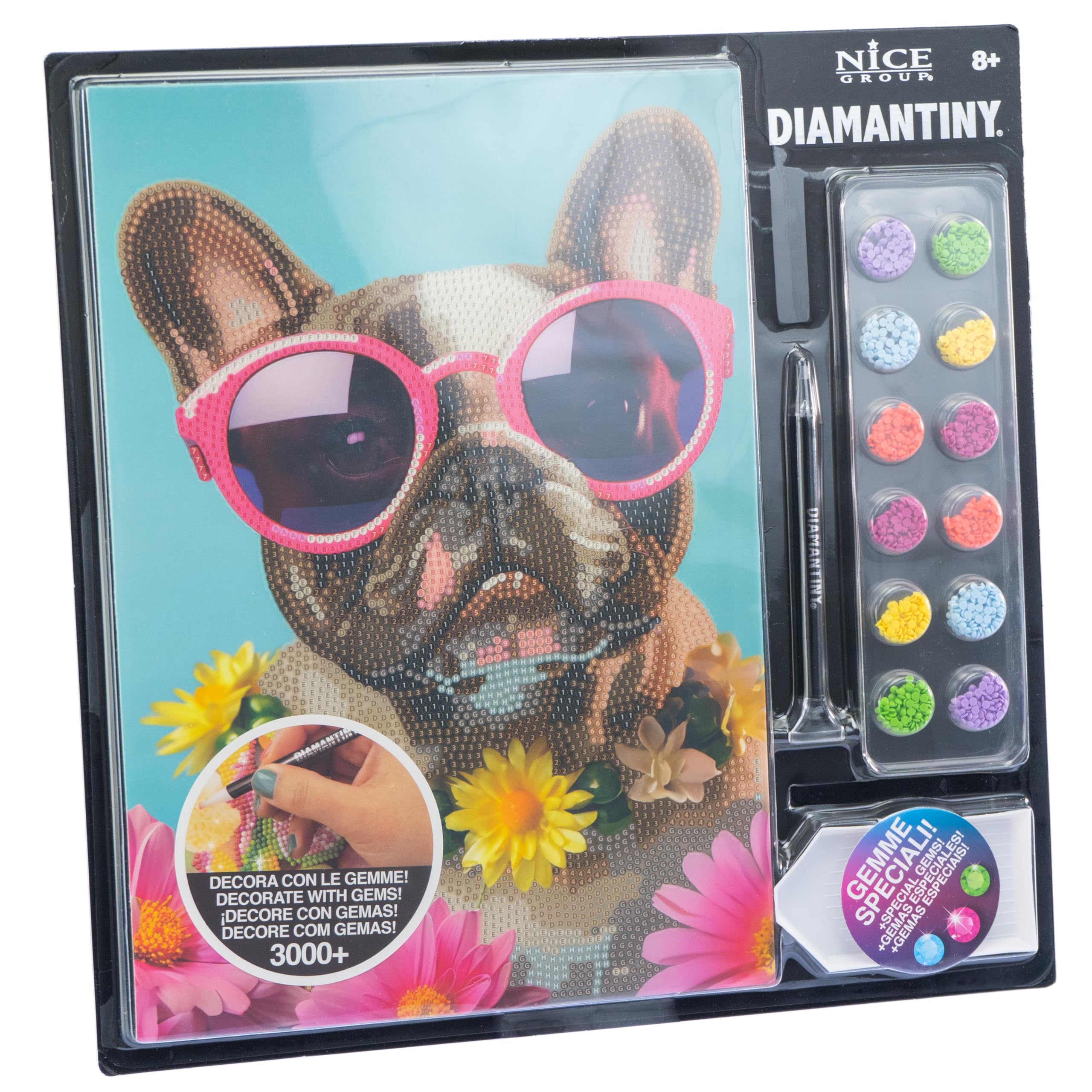 DIAMANTINY - Pug Dog Pets-Paint by Numbers, Multicoloured, A4, 96105