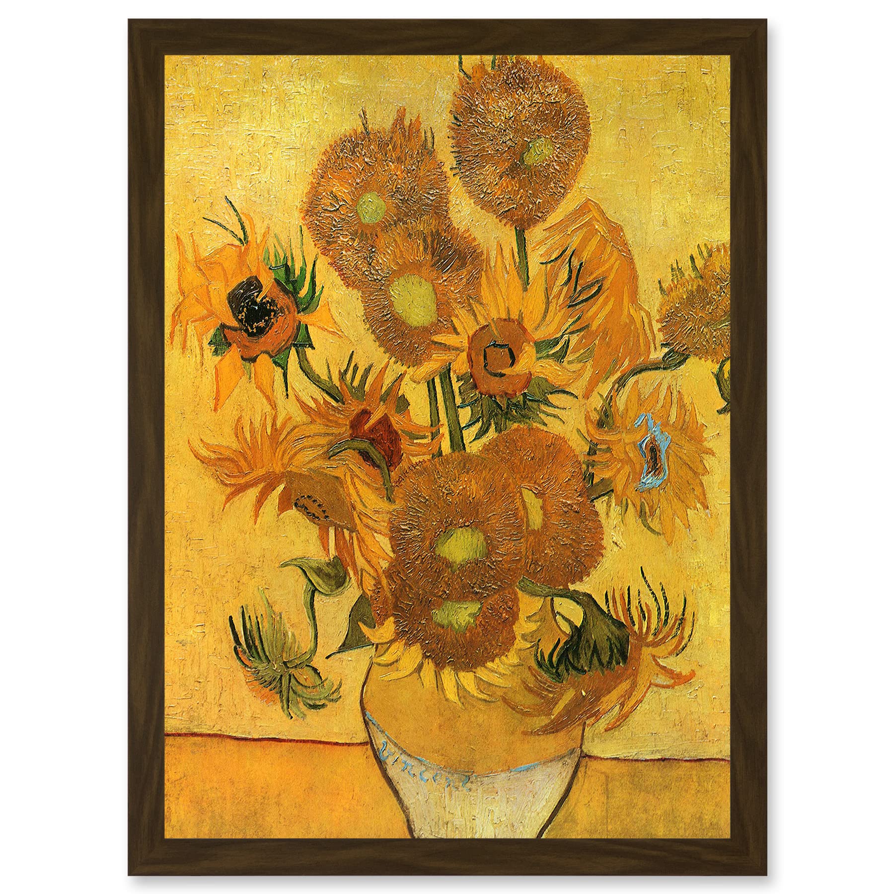 Artery8 Painting Van Gogh Still Life Vase Fifteen Sunflowers A4 Artwork Framed Wall Art Print