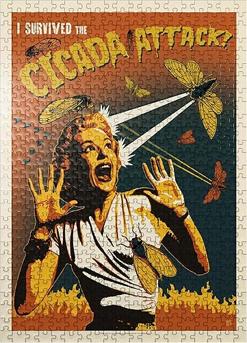 MyPuzzle Cicada Invasion Screaming Woman, póster vintage, rompecabezas prémium de 500 piezas para adultos