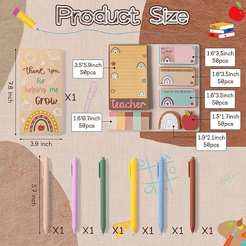 Miniatura 2 de Xqumoi Cuadernos A5 con notas adhesivas para profesores, juego de papelería, regalo de agradecimiento para profesores, blocs de notas adhesivas para