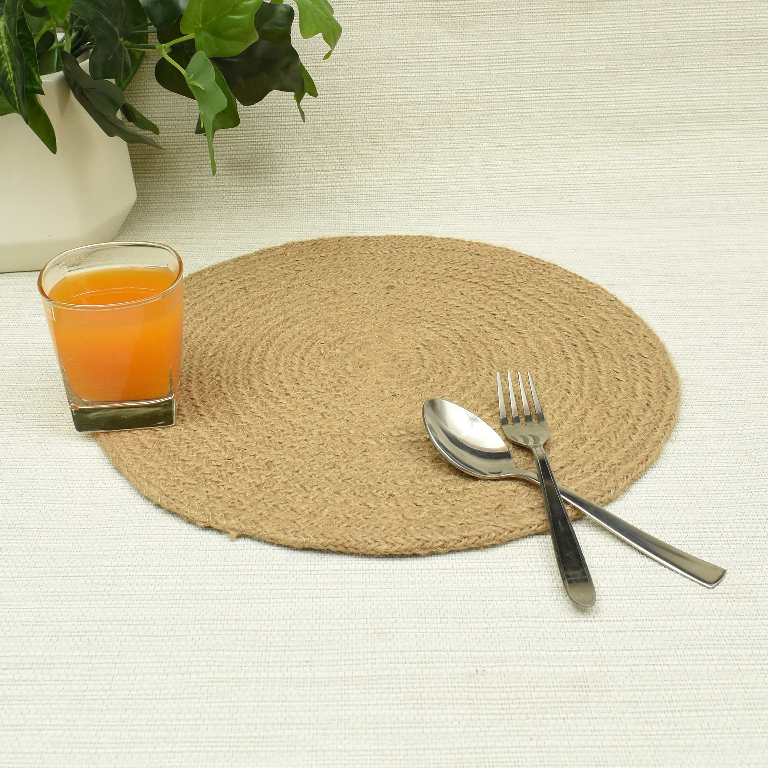 HOMADORN Jute/Cotton Round Trivet Reversible Table Place Mats for Casserole, Plates, Pan, Tray, Bowl, Vase, Decorative Sculptures (Grey (Pack of 6), 12 INCHES X 12 INCHES) — Amazon image 9