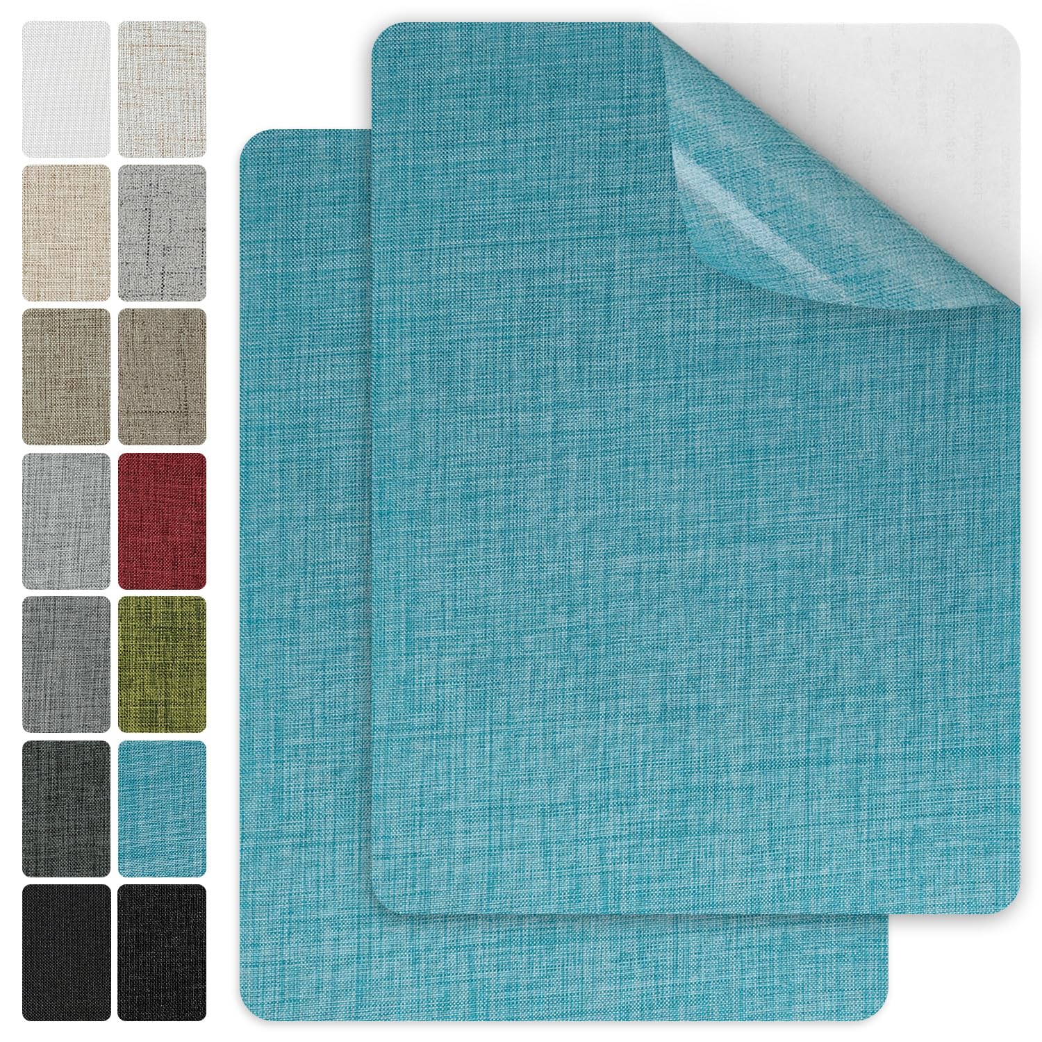 J.CARP Self-Adhesive Linen Repair Patches for Sofas, Chairs and Clothes - Large Coarse - 2 Pieces (8 * 11 inches, Blue)