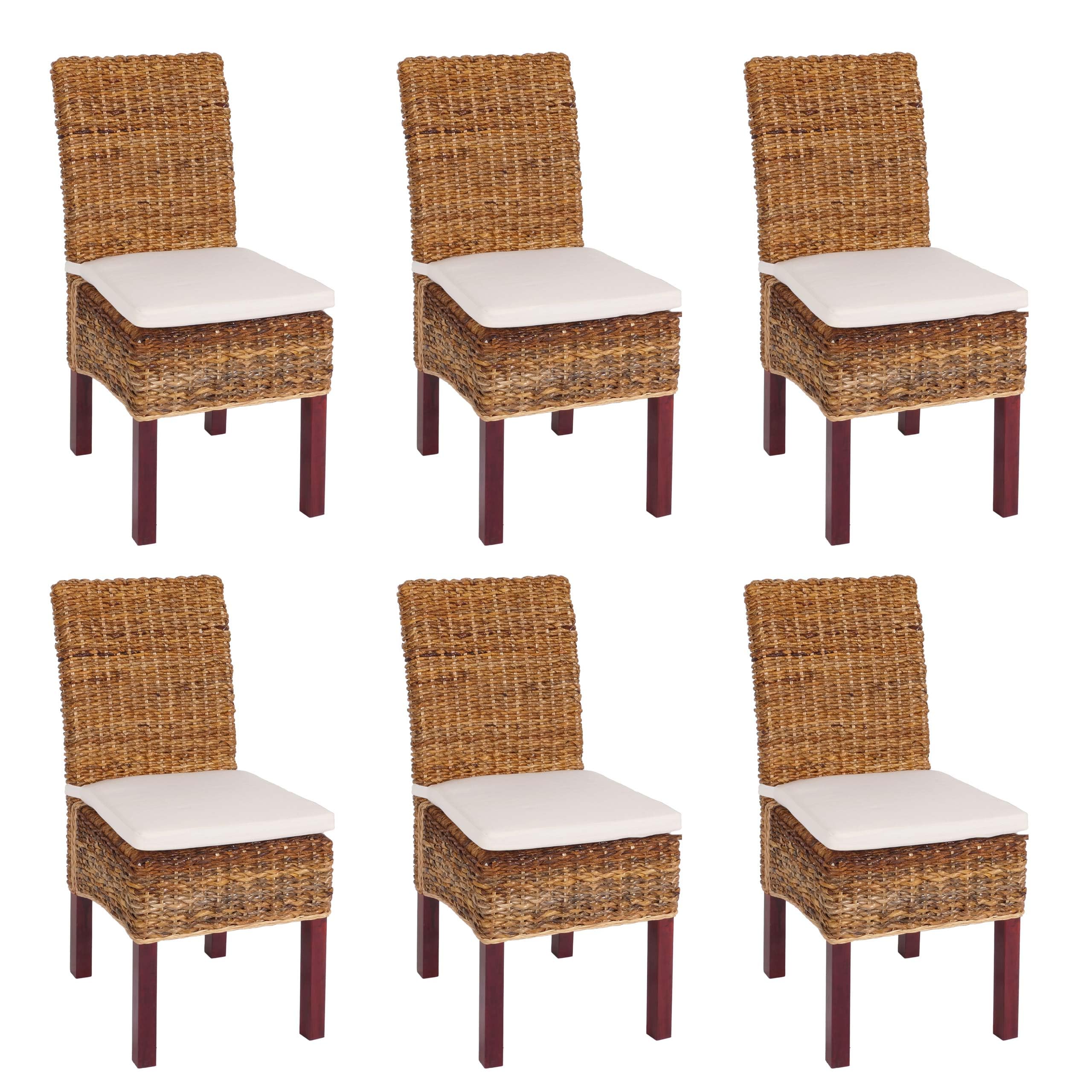 Mendler Set 6X sedie Intreccio di banano Eleganti Soggiorno Sala Pranzo M69 Bali Gambe Chiare con Cuscini