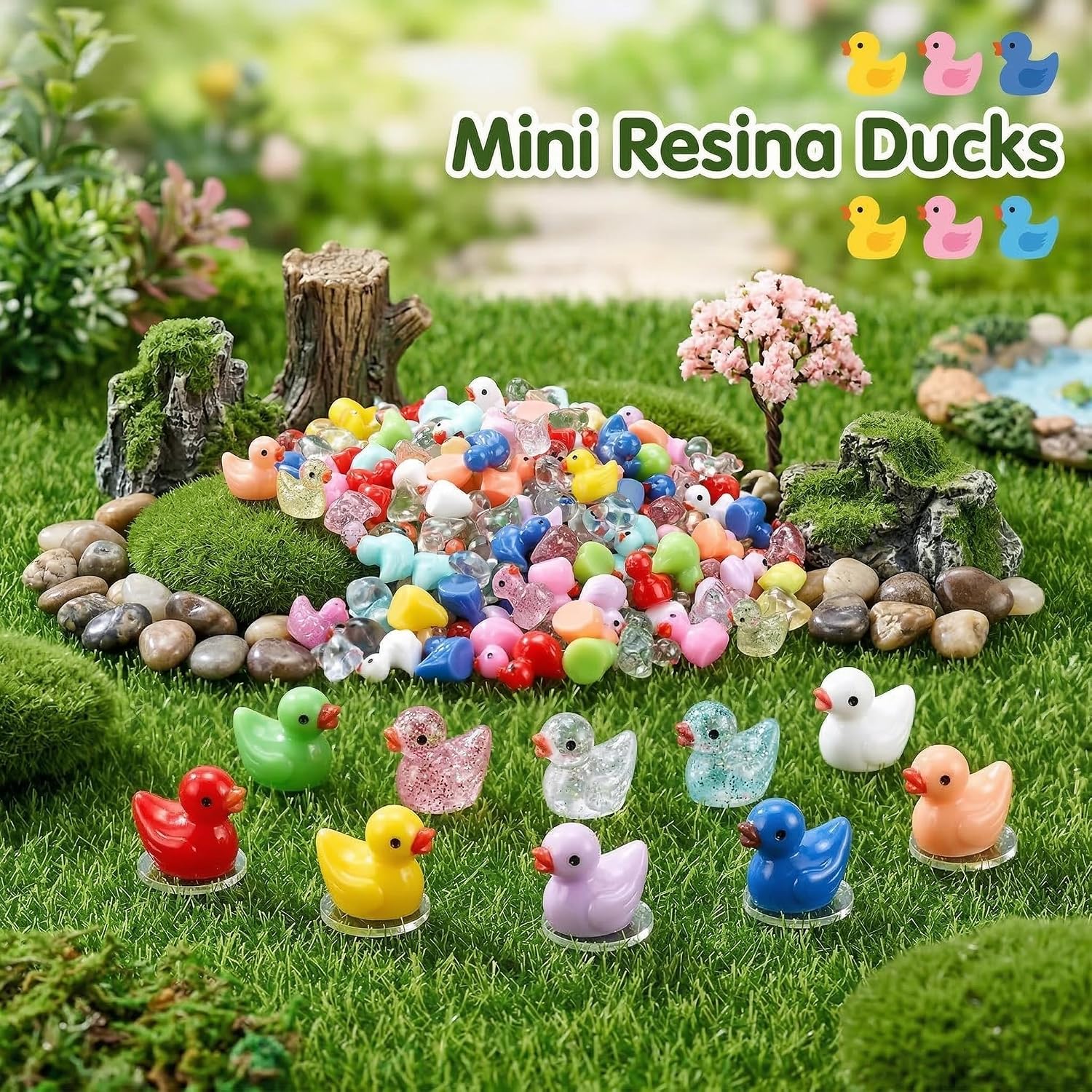 85 Pcs Mini Ducks Tiny Resin Ducks Glitter Little Animals Figurines Bulk for Micro Landscape Aquarium Ornaments Kit Dollhouse Decor Crafts Garden Accessories image 5