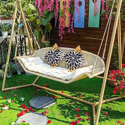 Miniatura 4 de Juego de 4 fundas de almohada decorativas de lino con estampado floral azul de 20 x 20 pulgadas, para exteriores e interiores, fundas de almohada