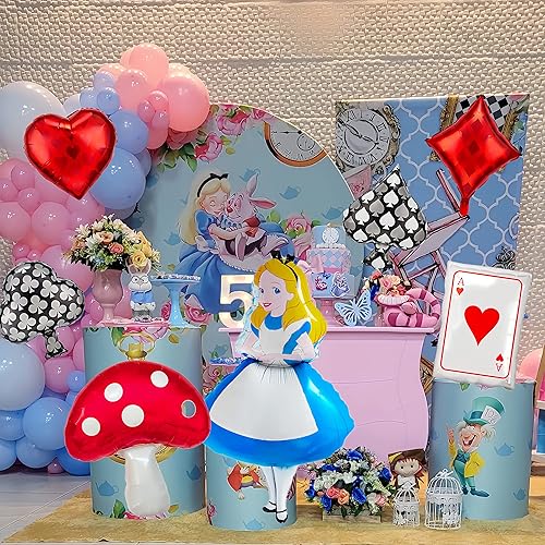 Miniatura 5 de CMYLAR - Globos de Alicia 11 unidadesPóker de película de aluminio, tablero de ajedrez, decoración de cumpleaños de princesa para niña, globos de