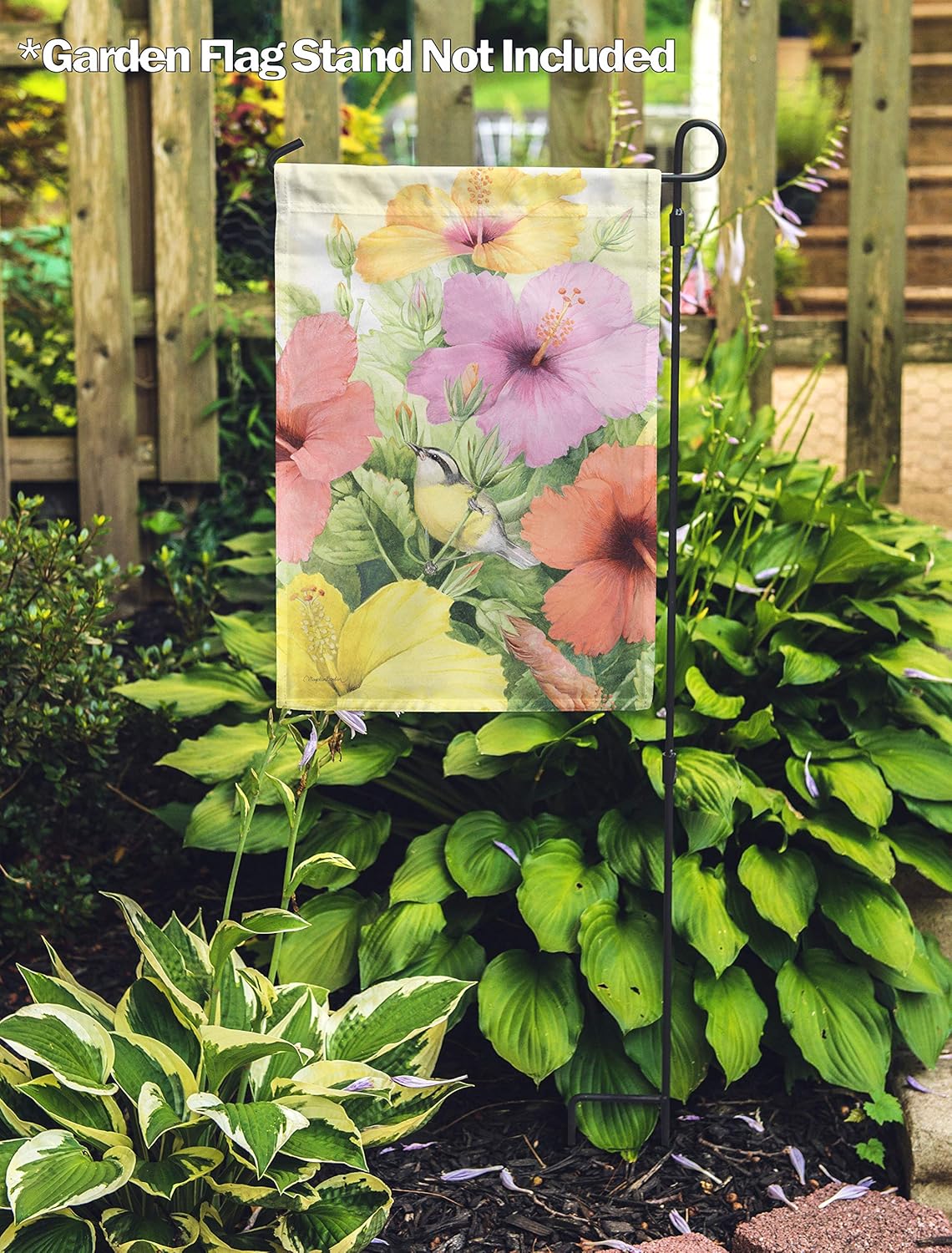 Flagology, Marjolein Bastin, Hibiscus – Garden Flag 12" x 18", Outdoor/Indoor, Exclusive Premium Fabric, Summer