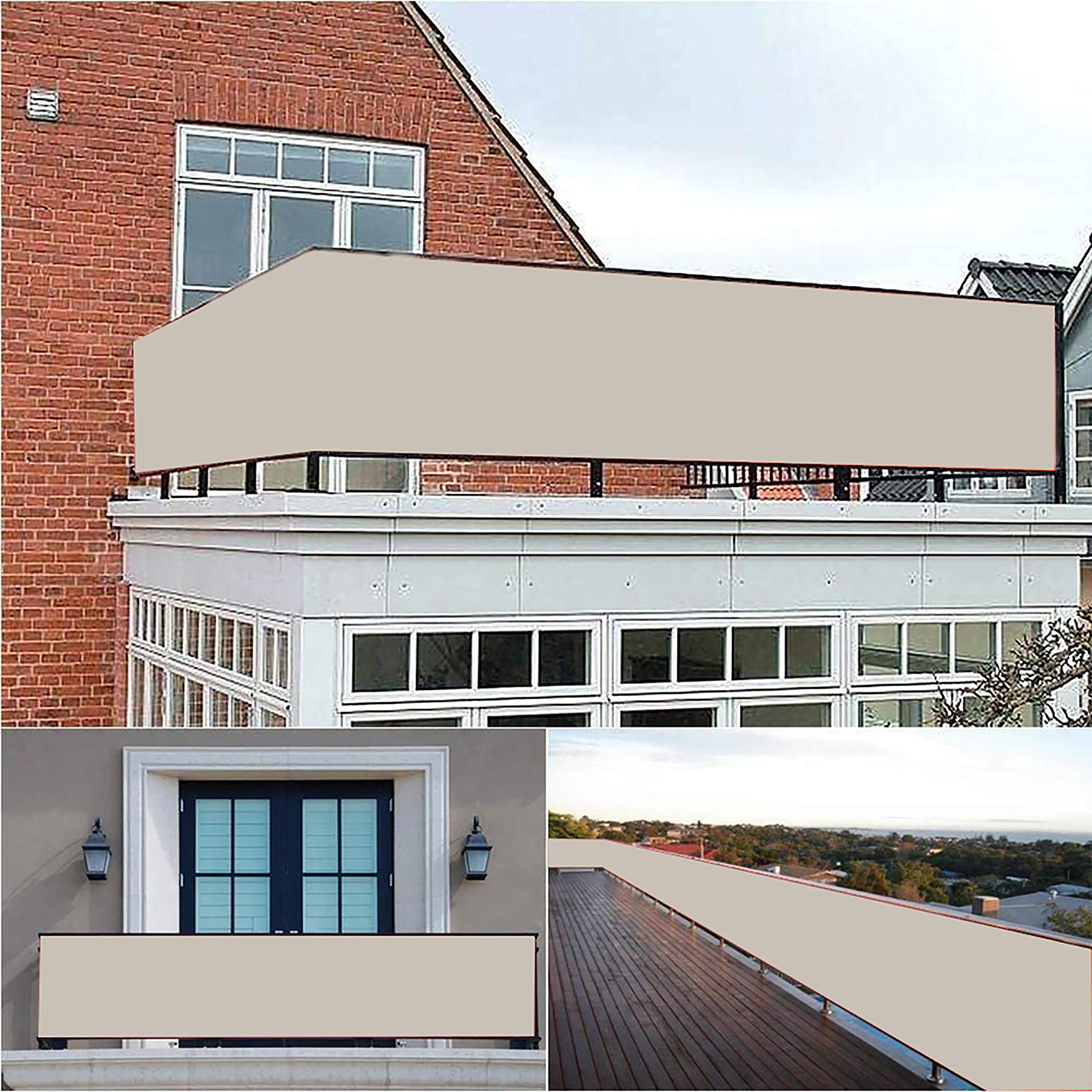Copri Ringhiera Balcone Recinzione Copertura per Balcone, 160/㎡, Antivento Tessuto Protezione Solare, per Campo Sportivo, Giardino, Balcone - Taupe 0.5x7.5m